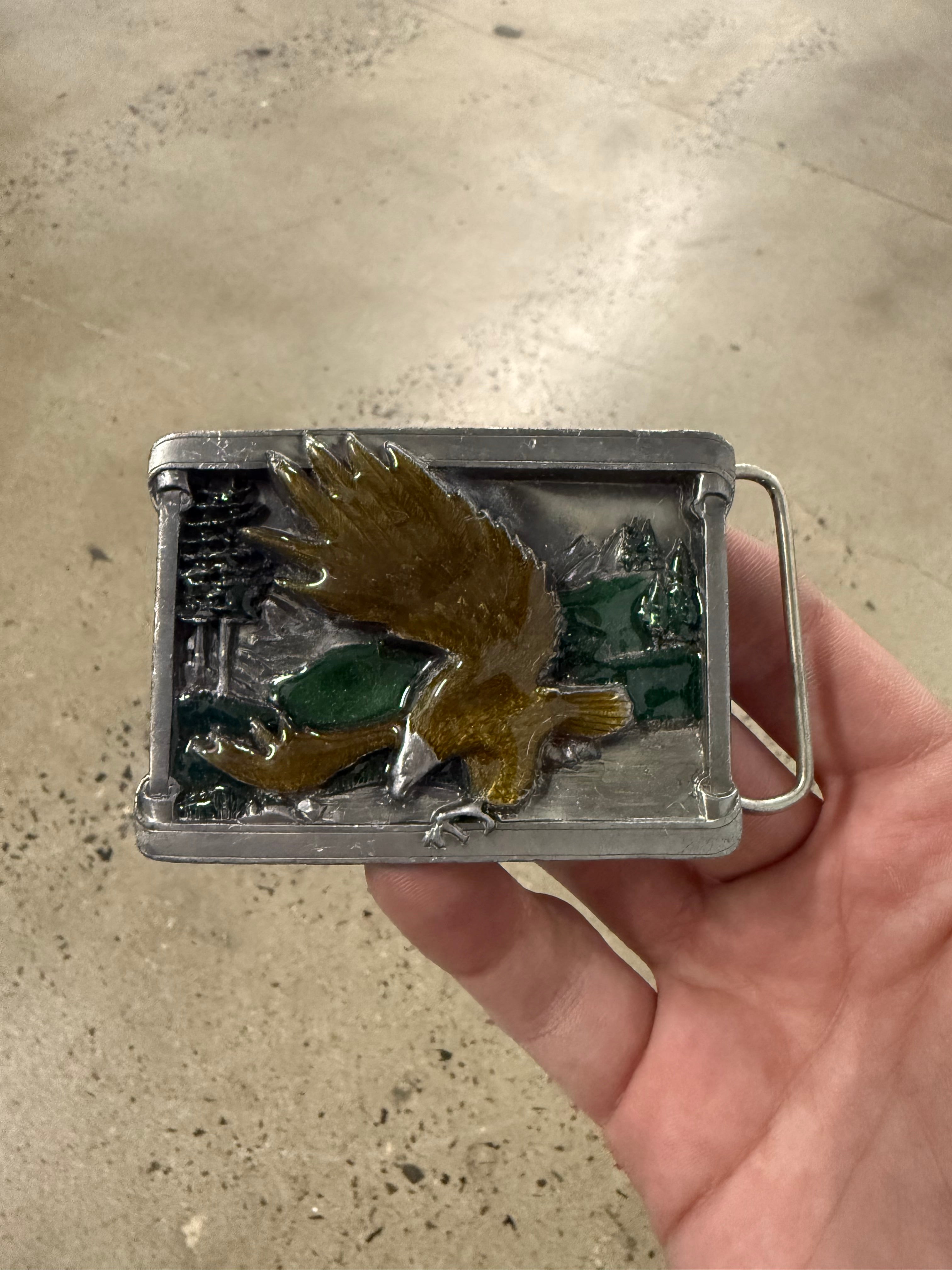 Vintage Multicolor Eagle Belt Buckle