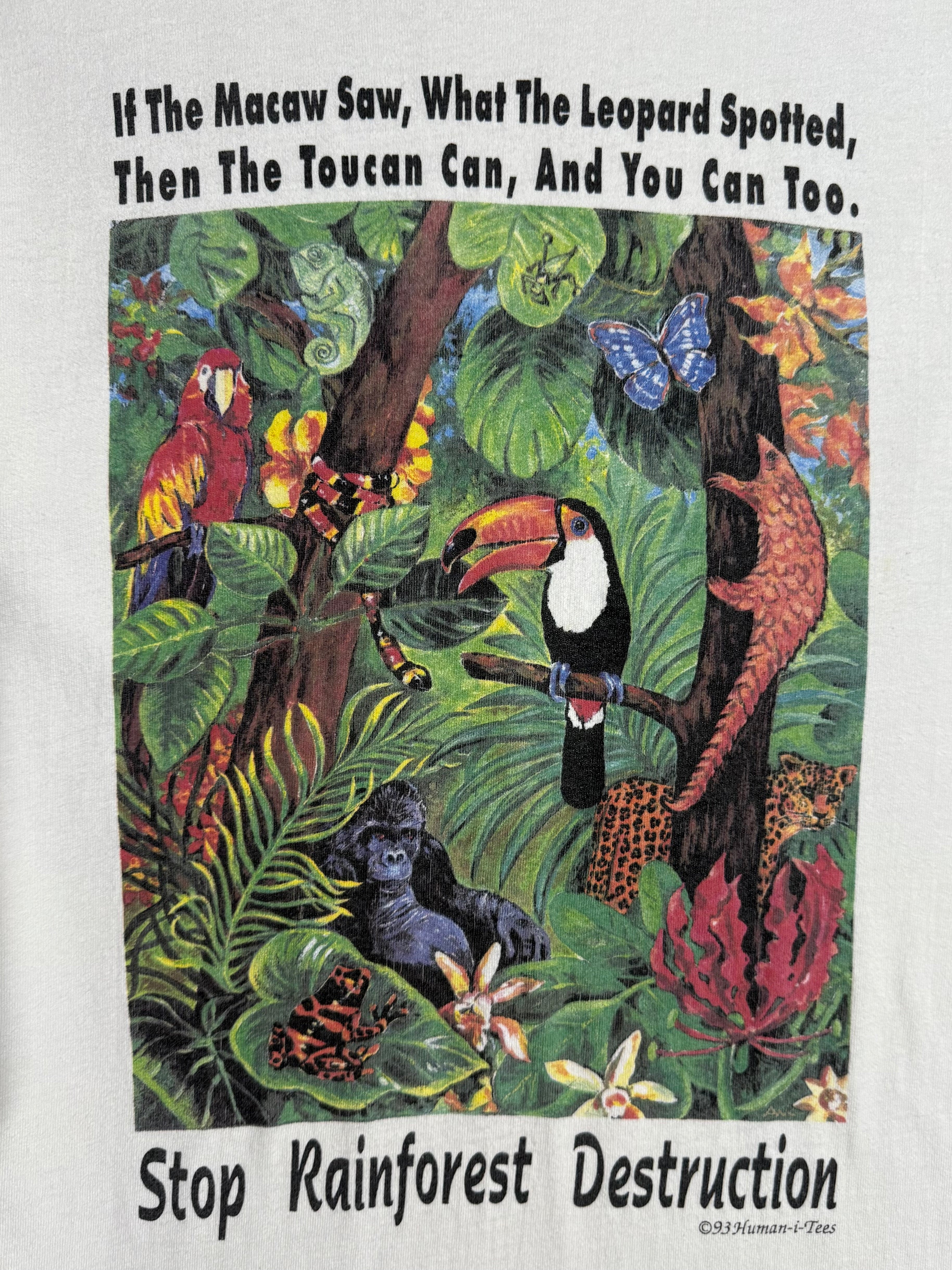 Vintage 90s Stop Rainforest Destruction T-Shirt (M)