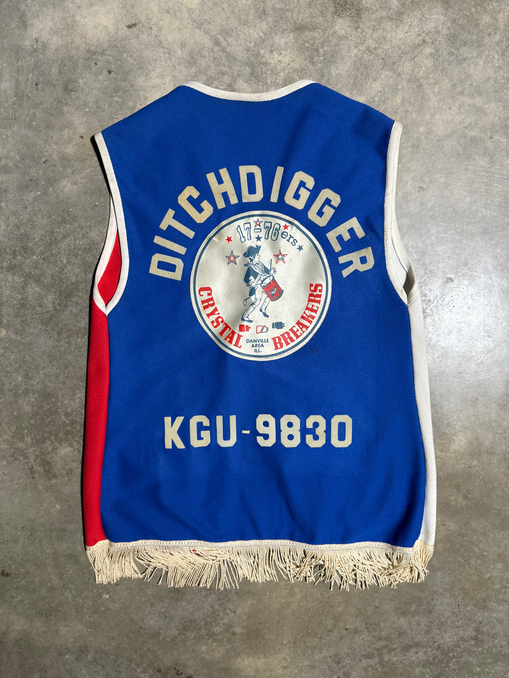Vintage 70s 1776ers Ditchdigger Red White & Blue Patch Vest (M)