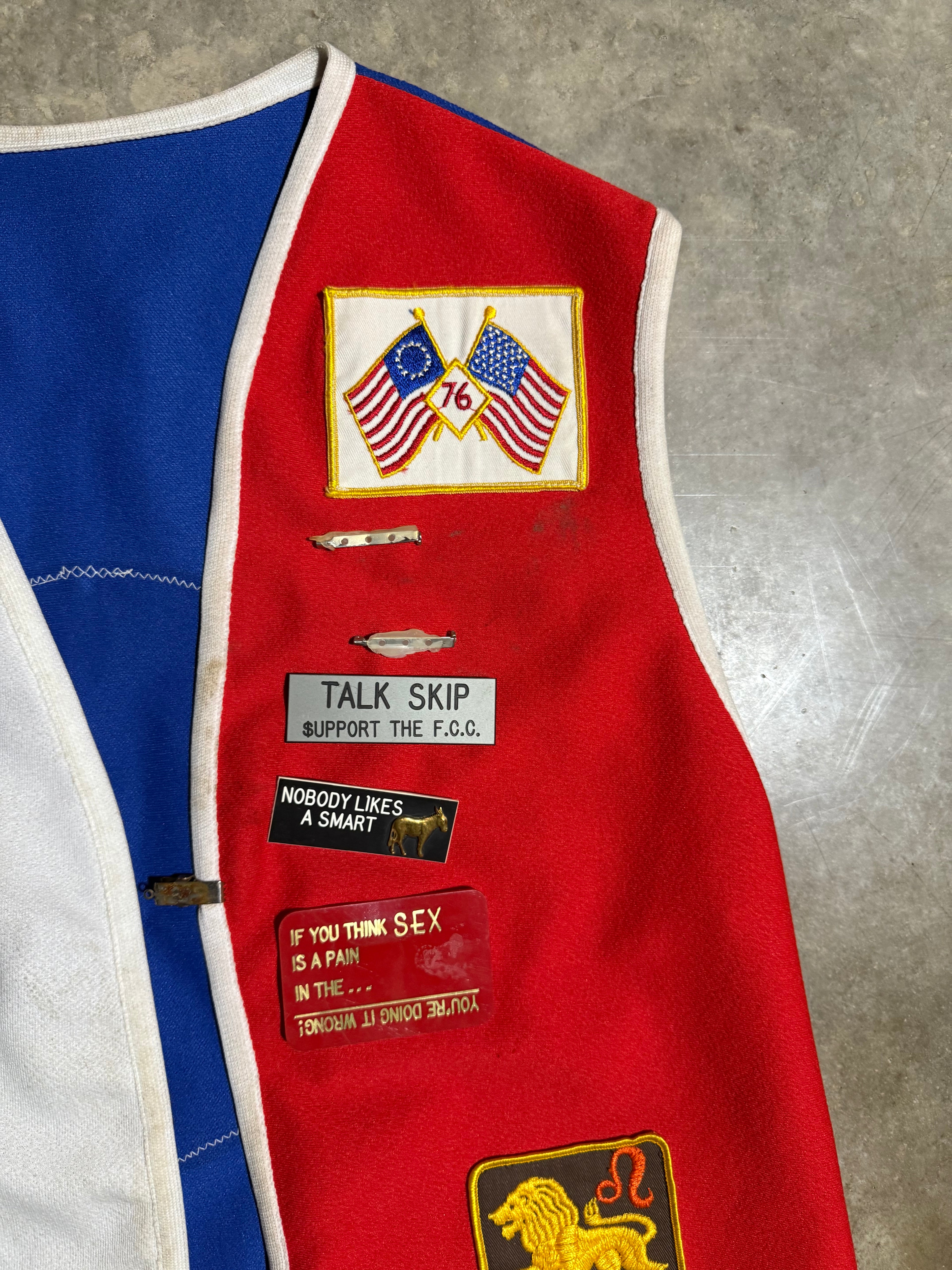 Vintage 70s 1776ers Ditchdigger Red White & Blue Patch Vest (M)