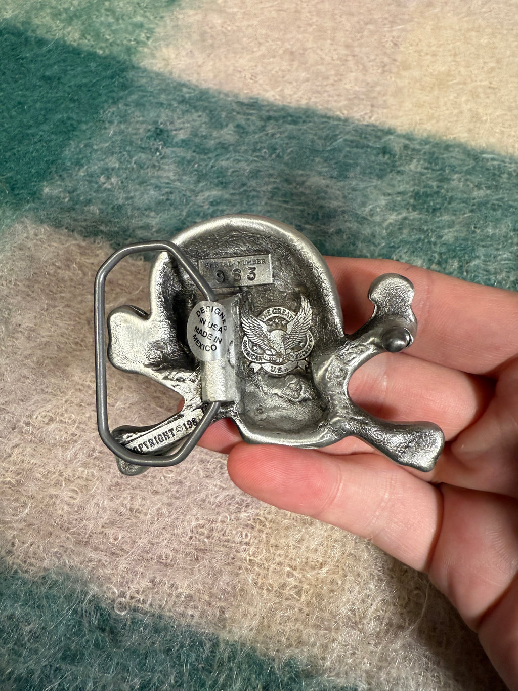Vintage Skull and Cross Bones Belt Buckle
