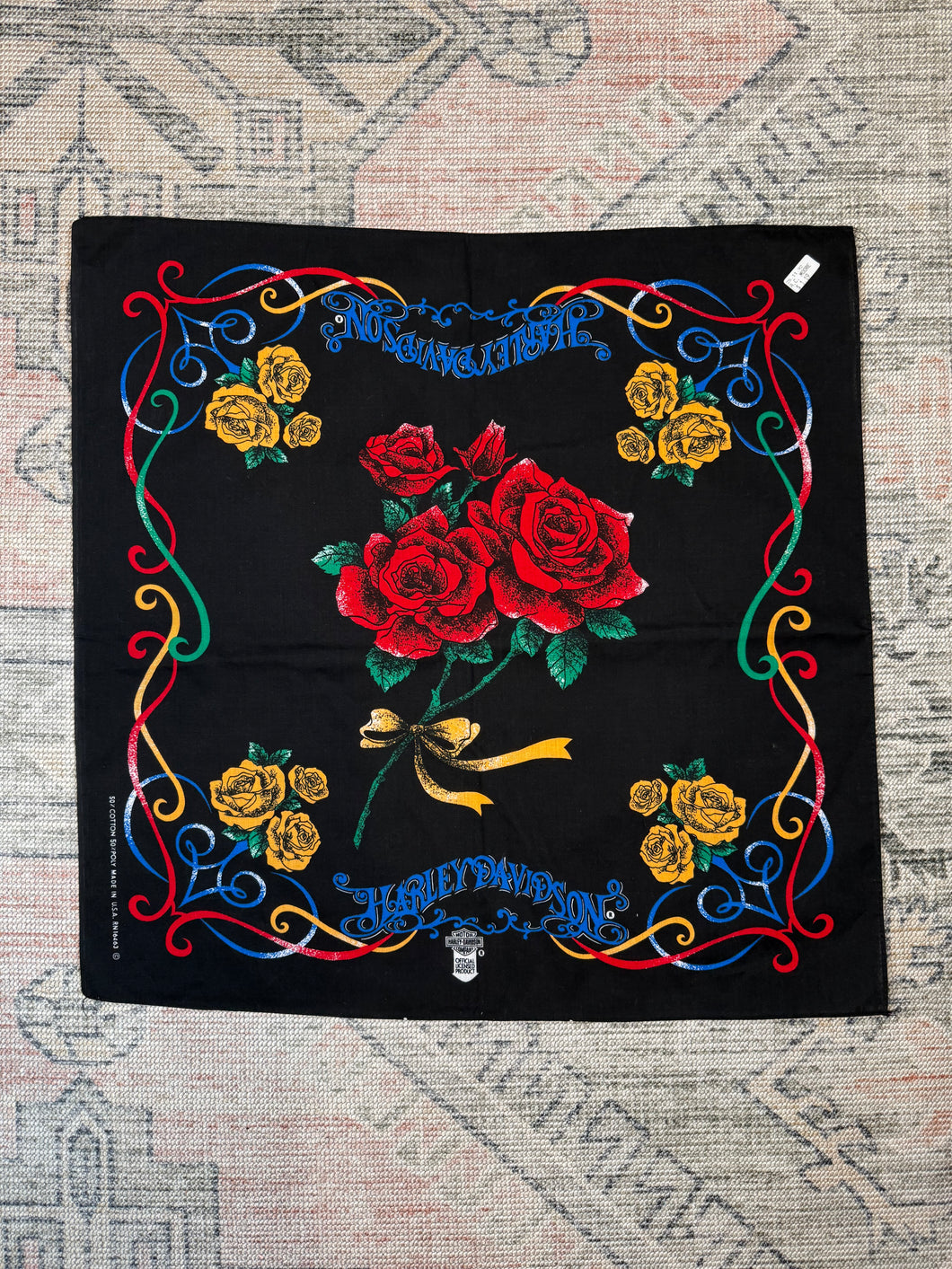 Vintage Harley Davidson Rose Bandana