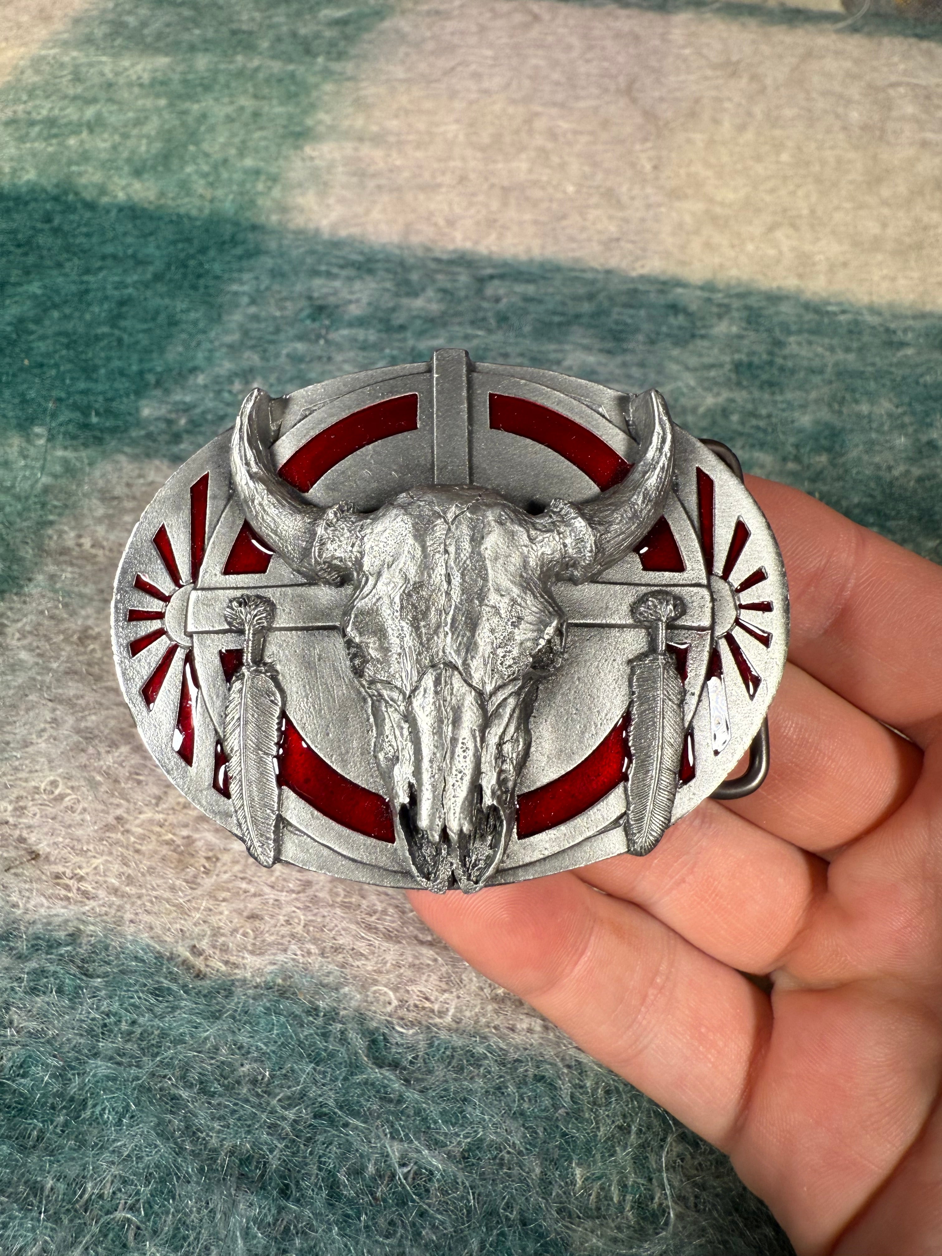 Vintage Cow Skull Western Belt Buckle