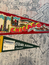 Load image into Gallery viewer, Lot of 2 Vintage Pennants - Chicago and O’Hare Airport
