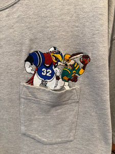 Vintage 90s Looney Tunes Football Embroidered Pocket Tee (2XL)