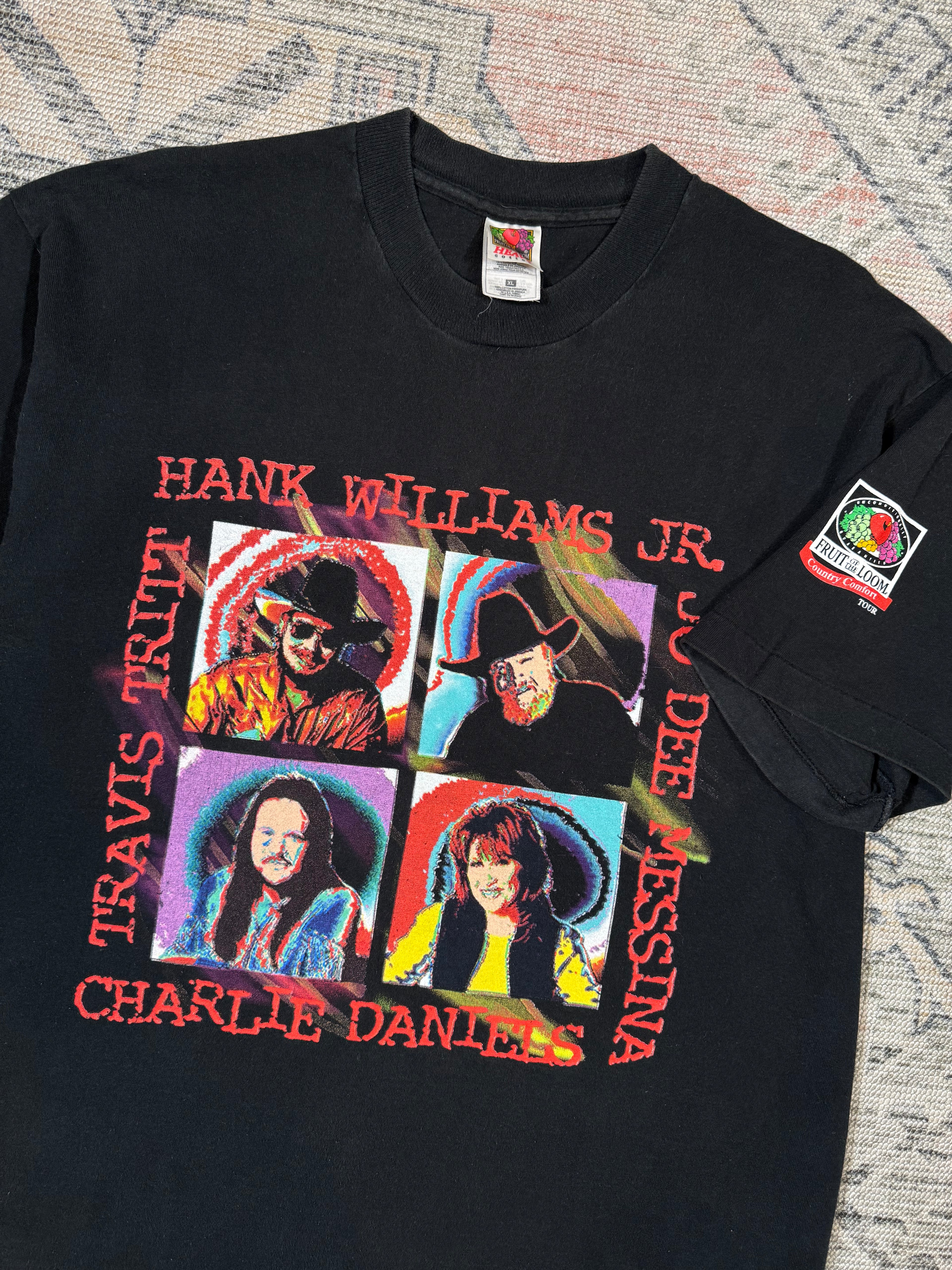 Vintage Late 90s Hank Williams Jr, Charlie Daniels, Travis Tritt, Jo Dee Messina Concert Shirt (XL)