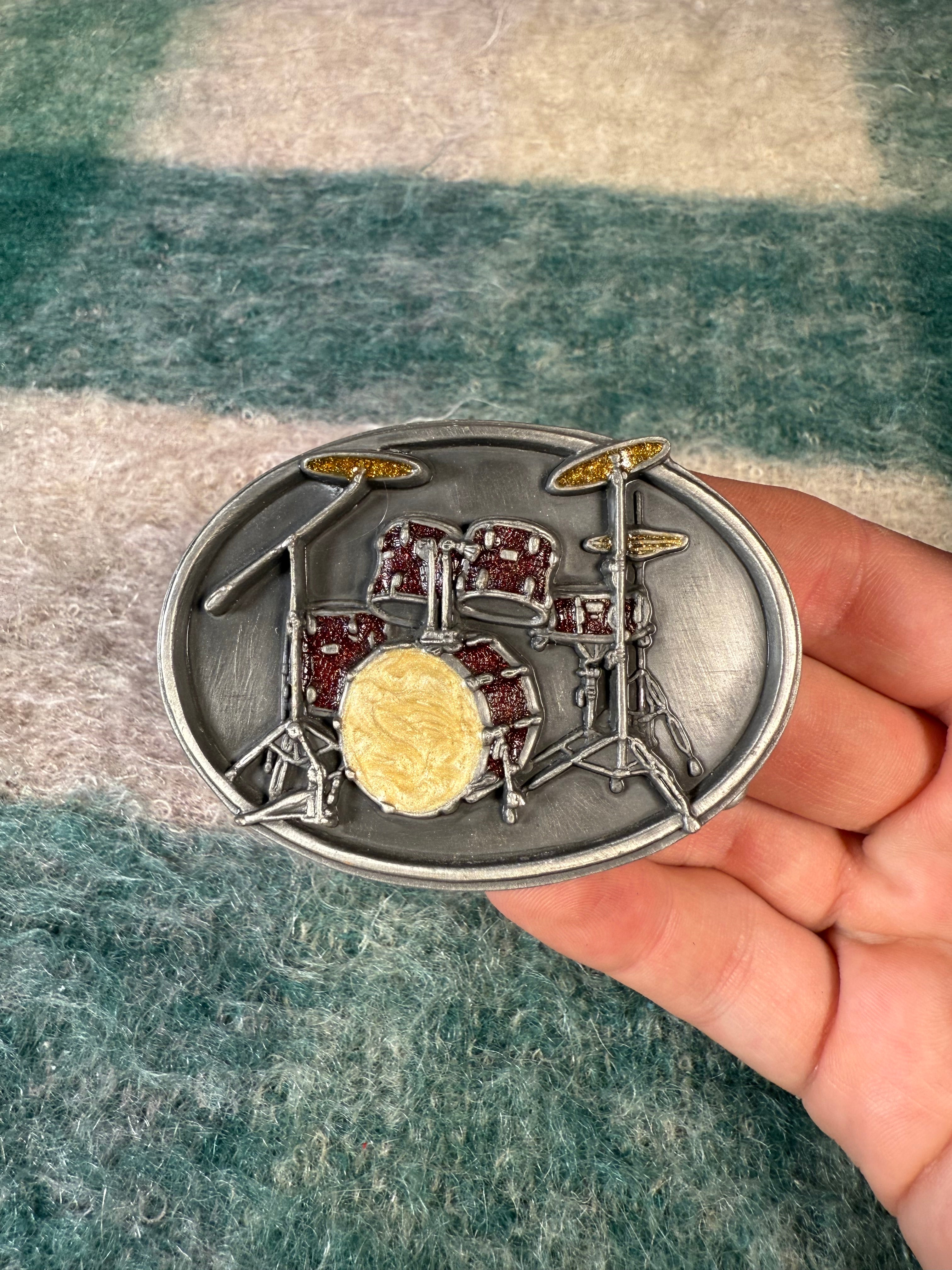Vintage Multicolor Drum Set Belt Buckle