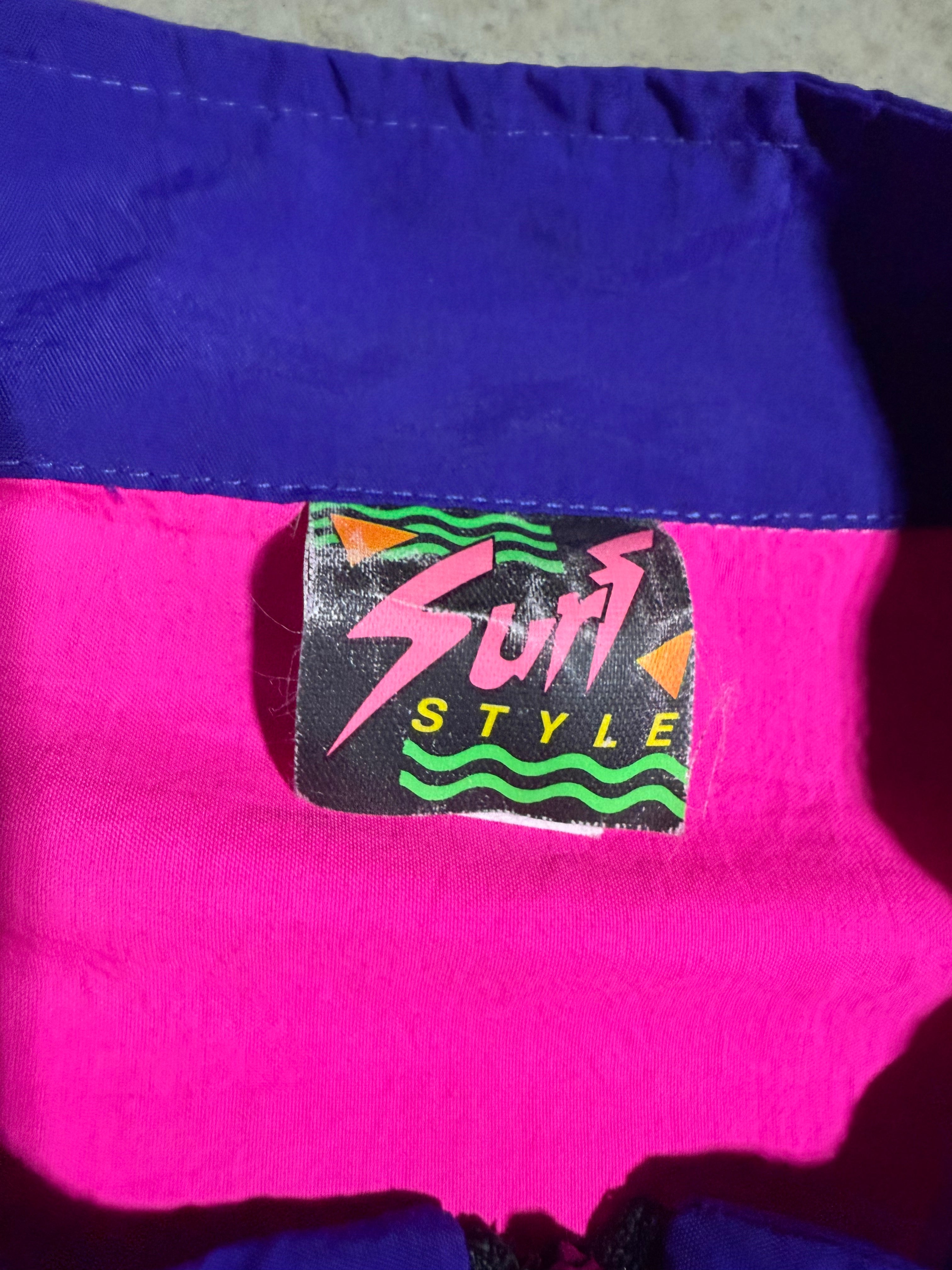 Vintage Surf Style Pink and Purple Windbreaker (XL)