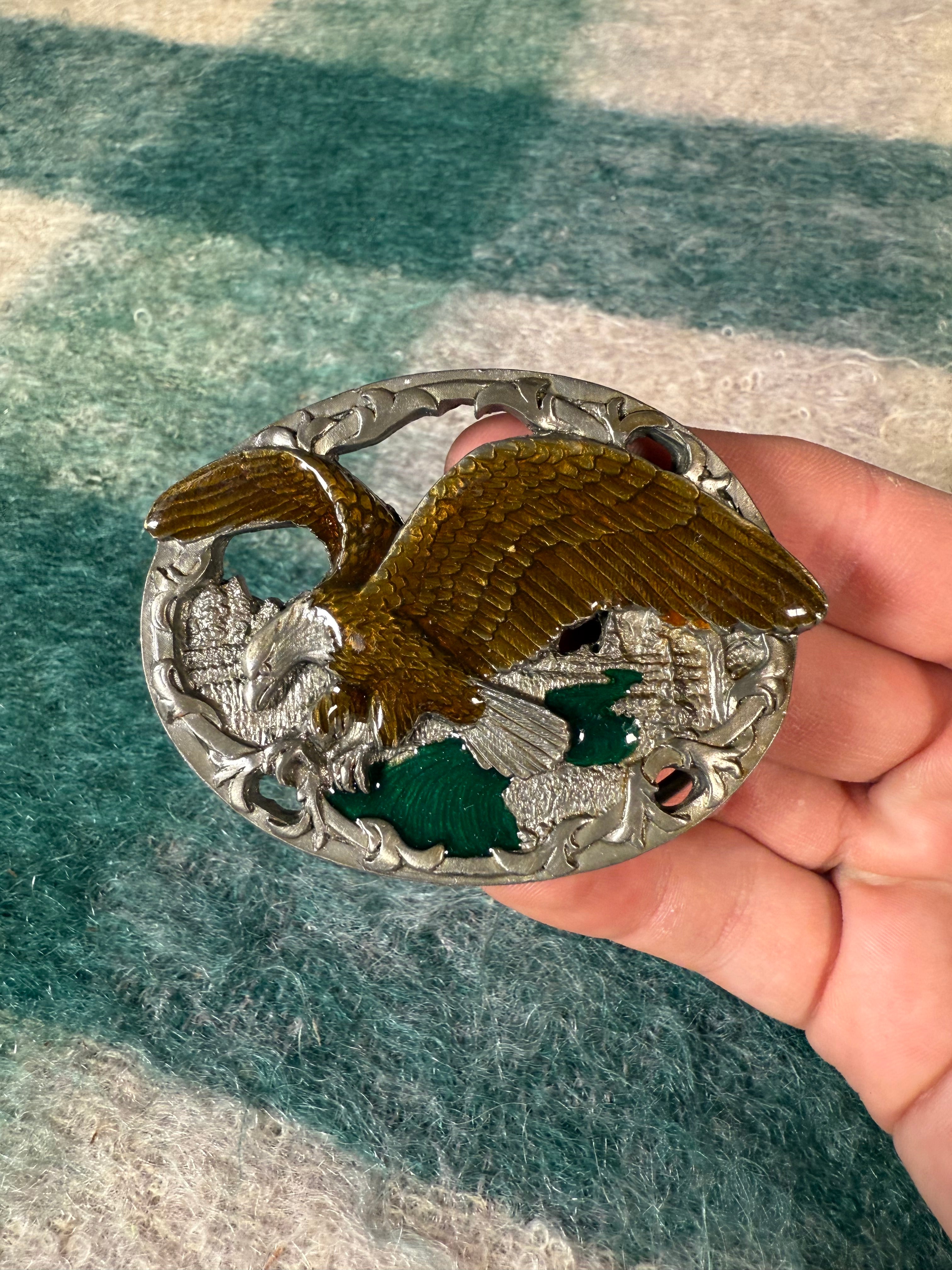Vintage Multicolor Soaring Eagle Belt Buckle