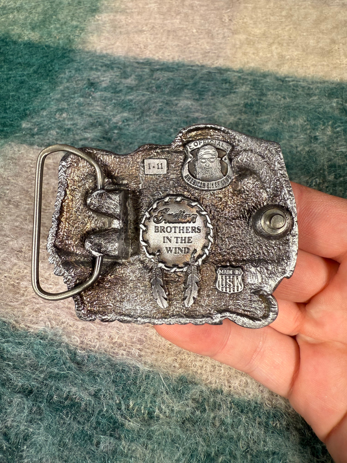 Vintage Indian Motorcycles No Color American Flag Belt Buckle