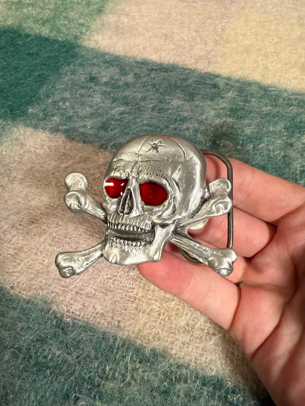 Vintage Skull and Cross Bones Belt Buckle