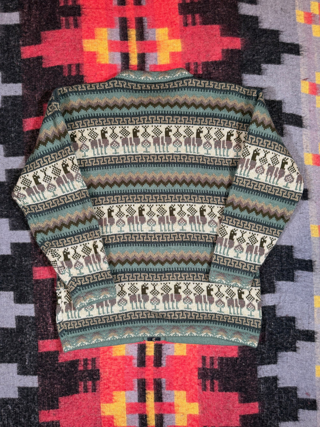 Vintage Knit Lama Zip Up Sweater (WM)