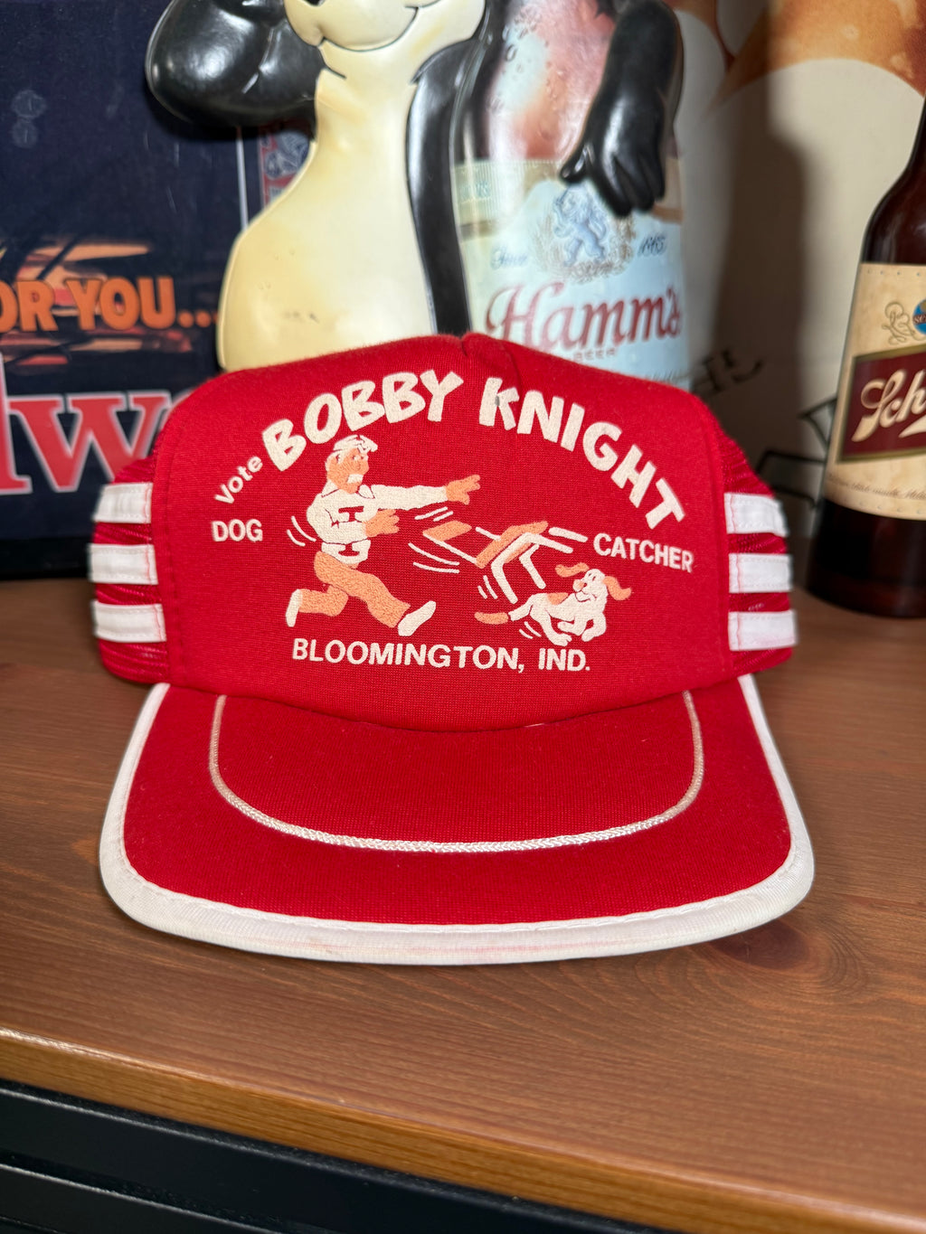 Vintage Vote Bobby Knight Dog Catcher 3 Stripe Trucker Hat