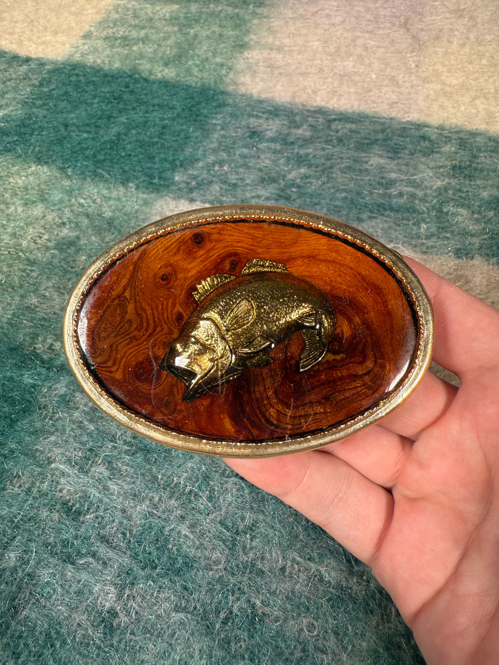 Vintage Fish Wood Belt Buckle