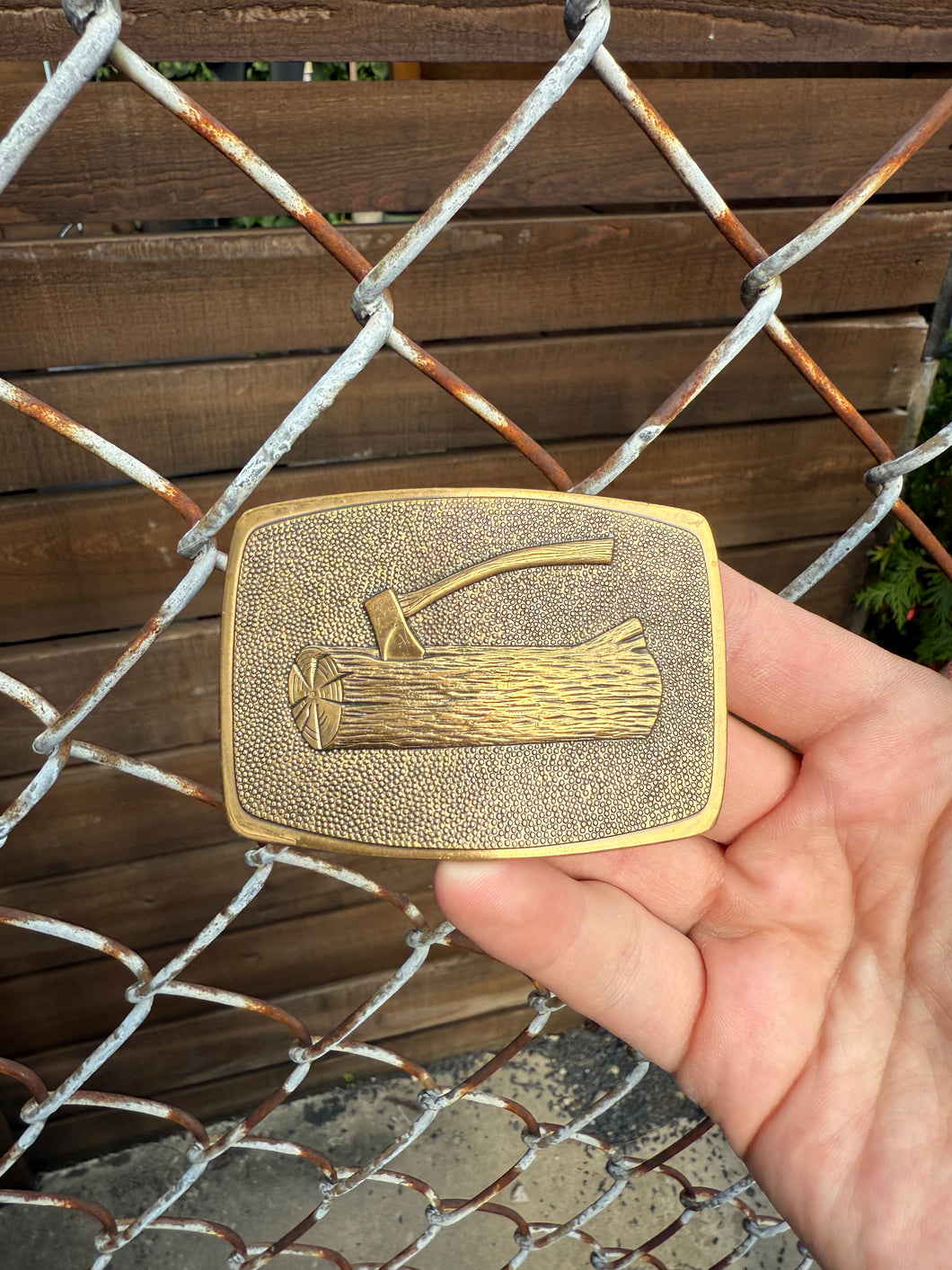 Vintage Chopping Wood Belt Buckle