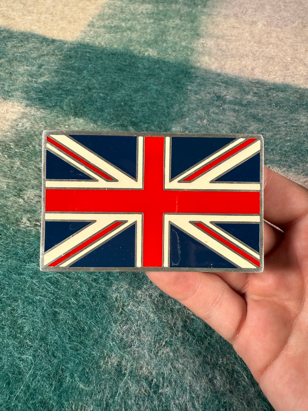 Vintage 2002 Union Jack Flag Belt Buckle