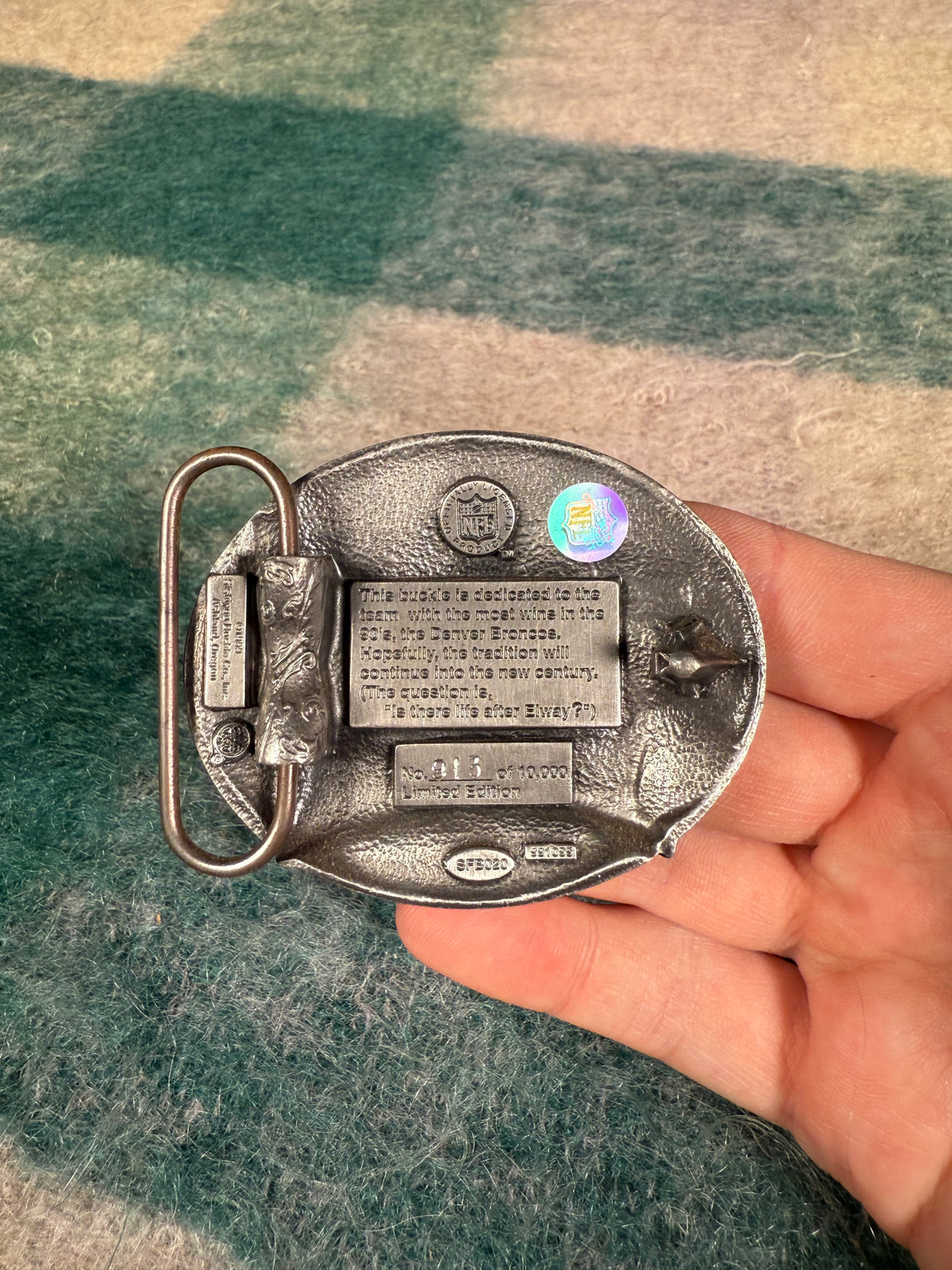 Vintage Denver Broncos City Skyline Belt Buckle