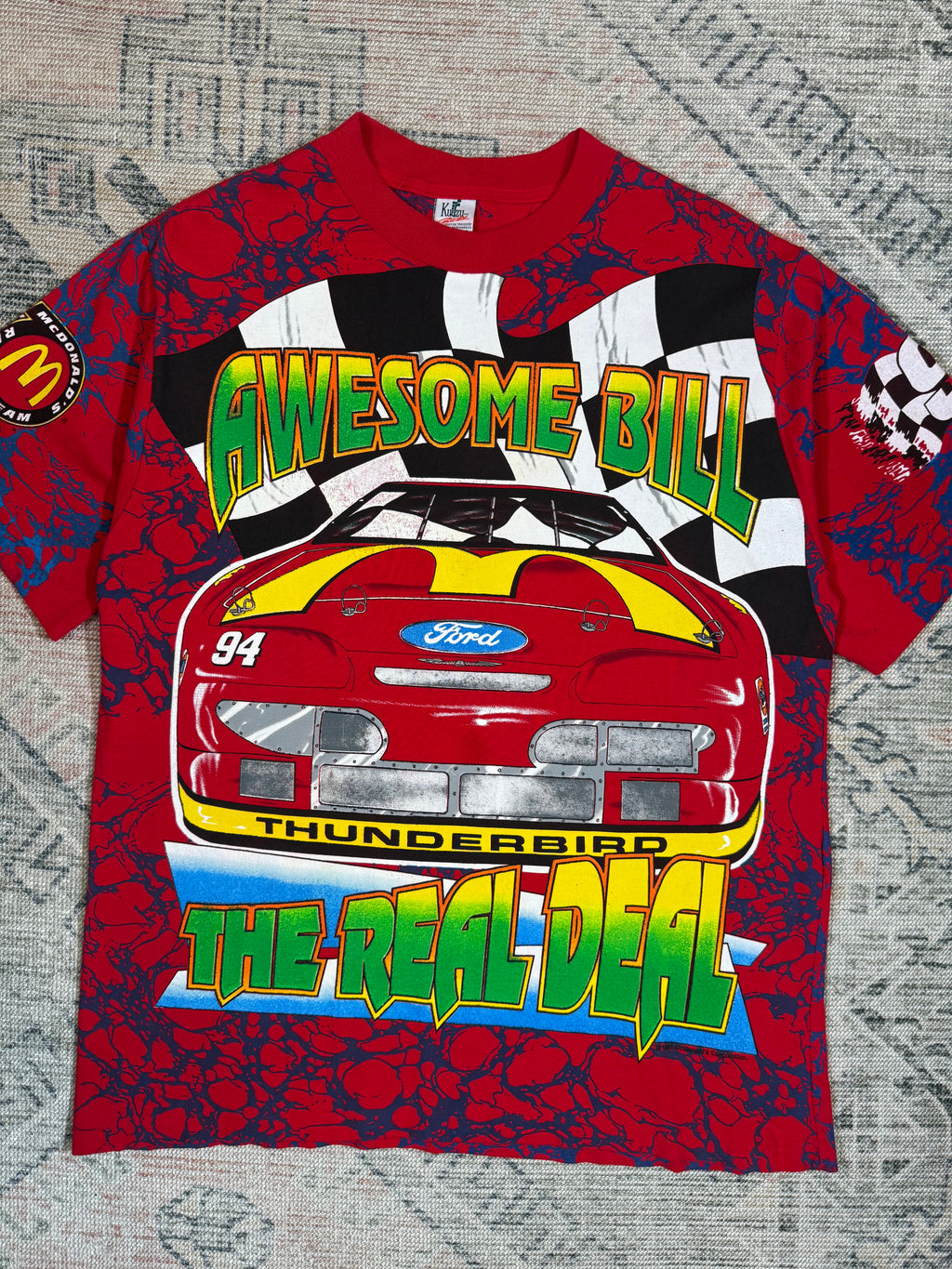 Vintage NASCAR McDonalds All Over Print Shirt (XL)