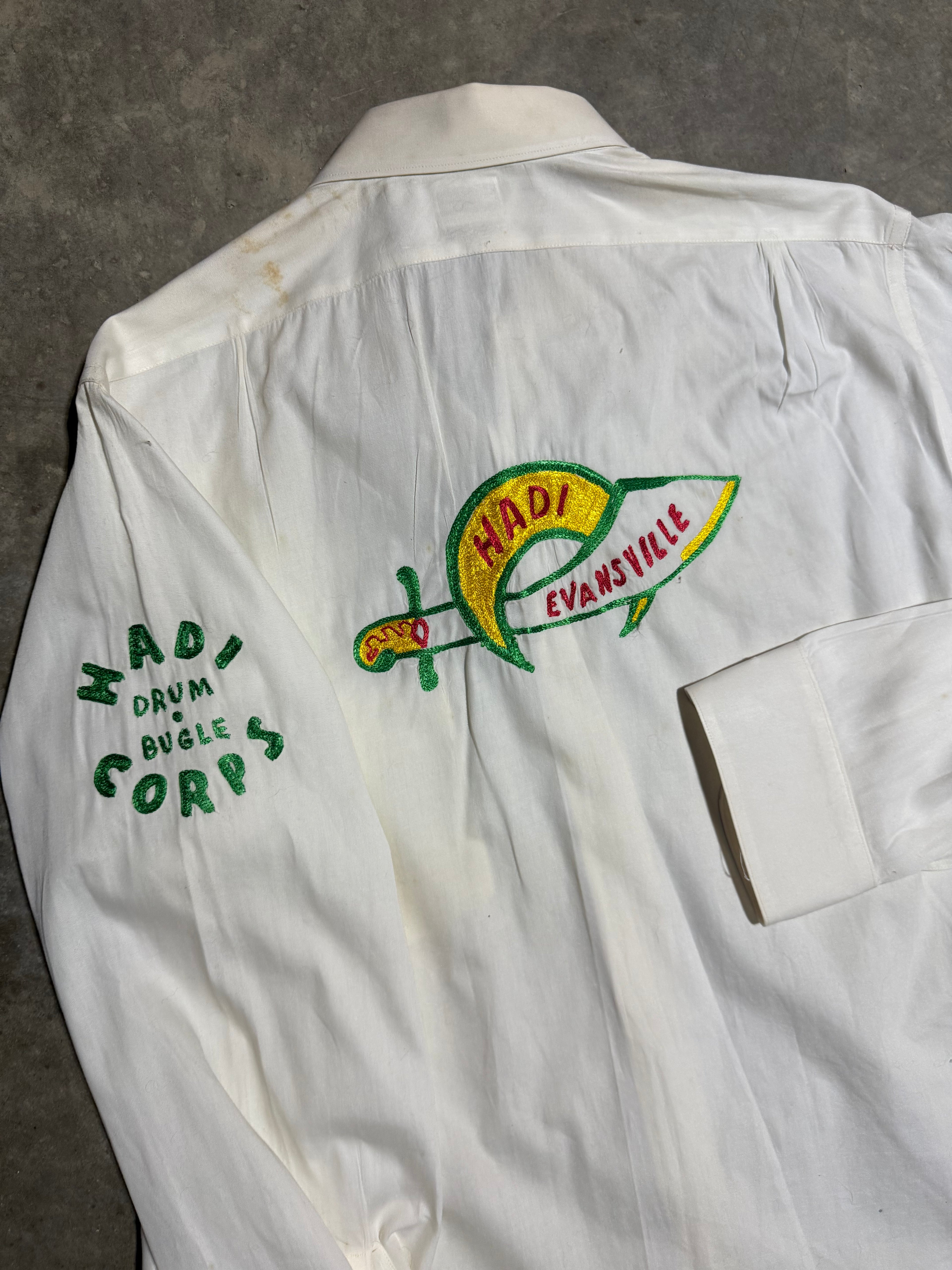 Vintage Distressed 70s Shriners Embroidered Arrow Button Up Shirt (M/L)