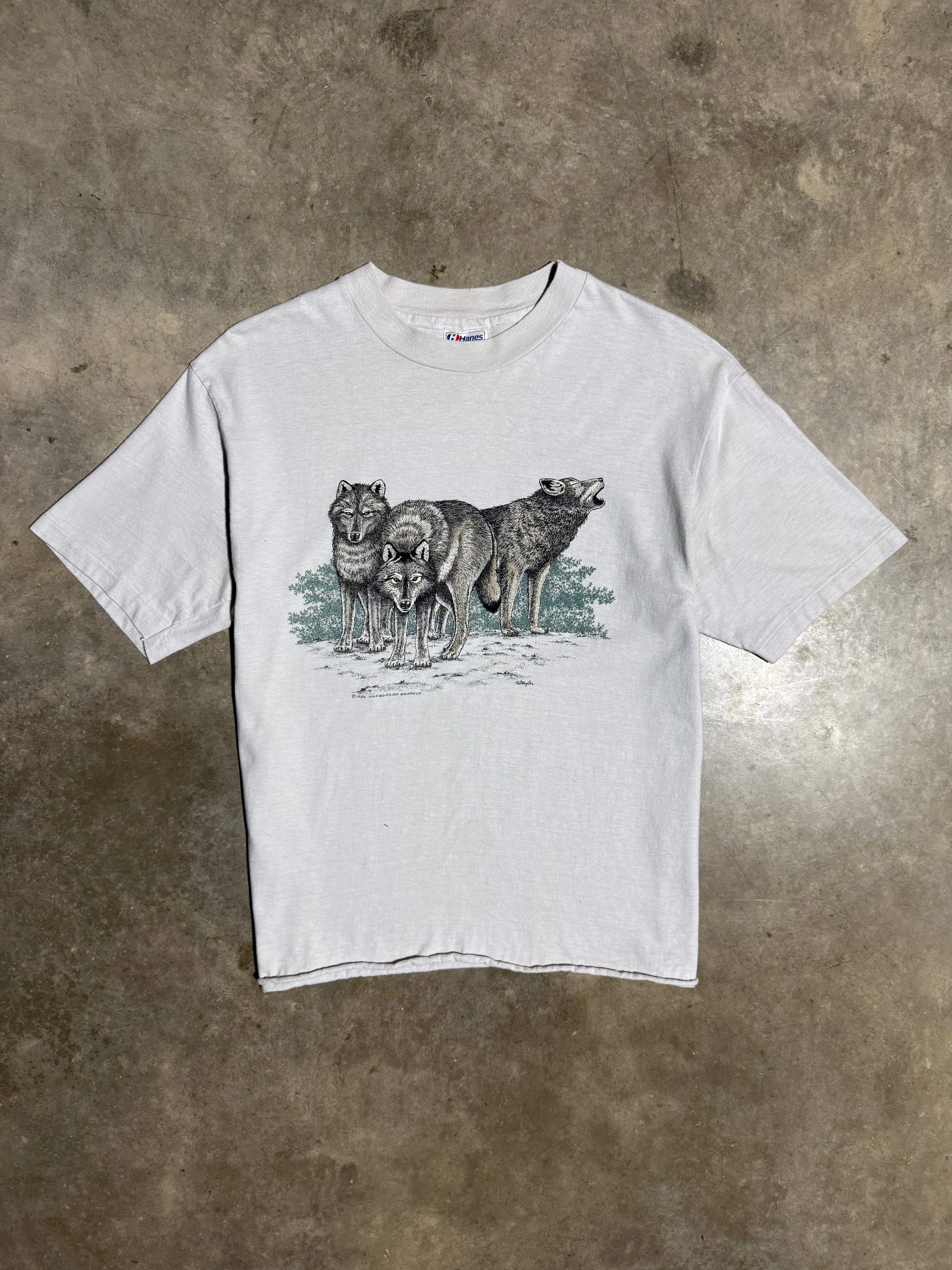 Vintage 90s Cropped Wolf T-Shirt (Cropped M)