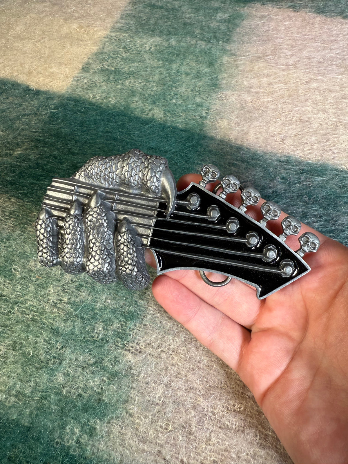 Vintage 2000s Devil Hand Guitar Belt Buckle