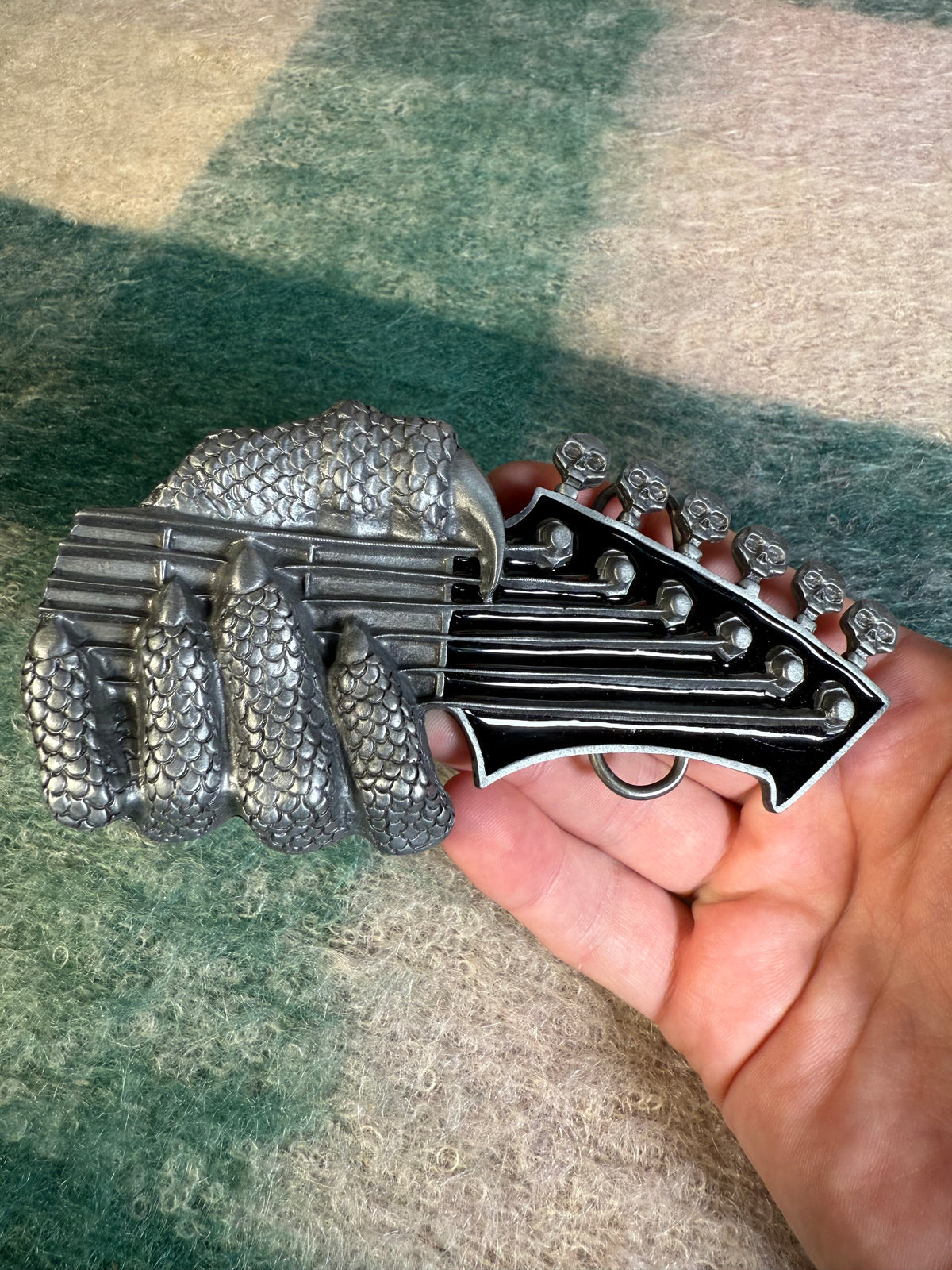 Vintage 2000s Devil Hand Guitar Belt Buckle