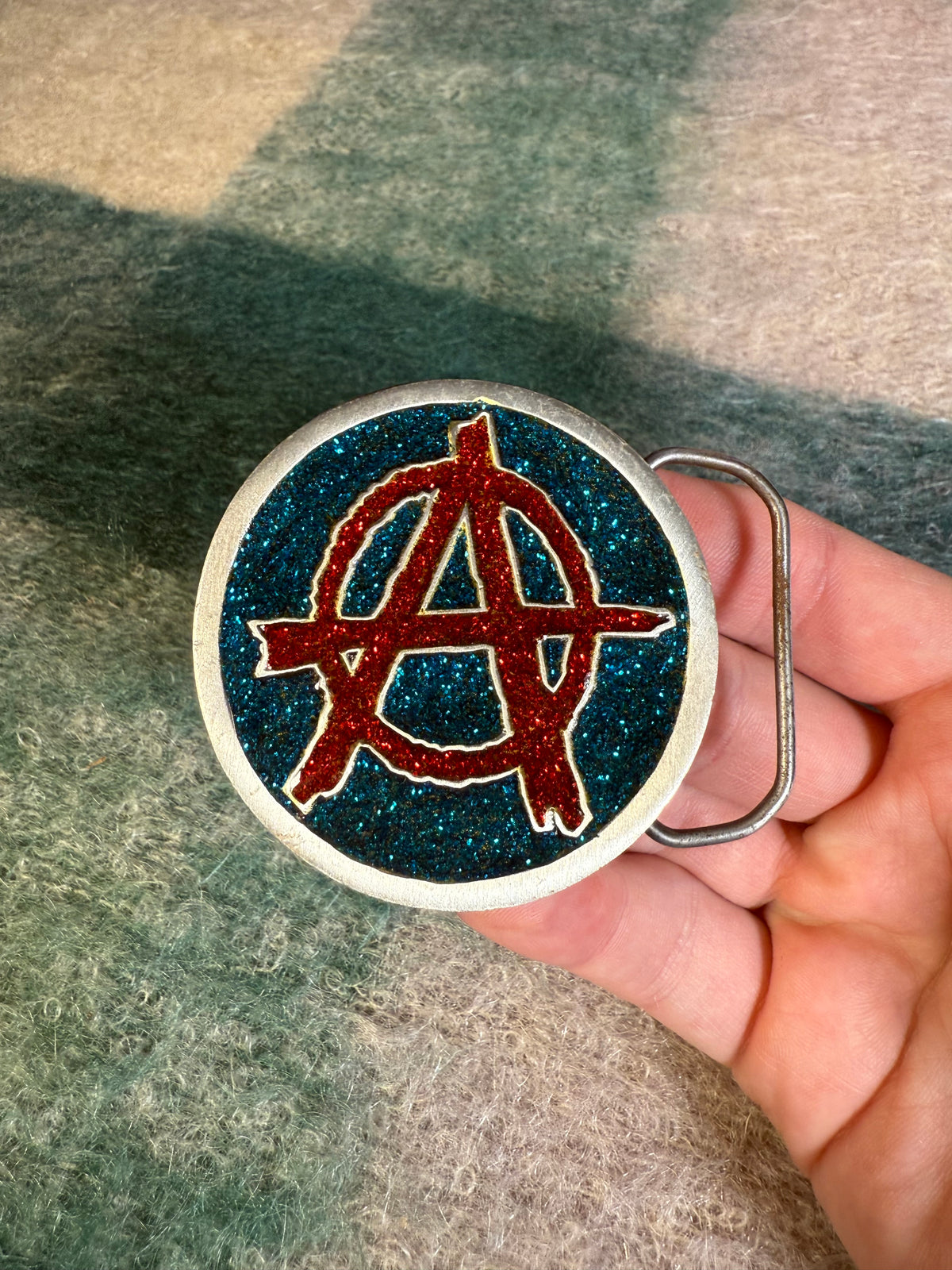 Vintage 2000 Sparkly Anarchy Belt Buckle