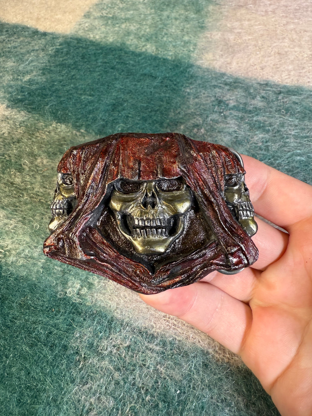 Vintage 3 Face Grim Reaper Belt Buckle