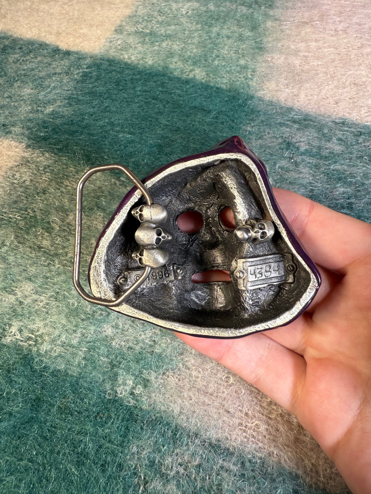 Vintage Grim Reaper With Purple Hood Belt Buckle