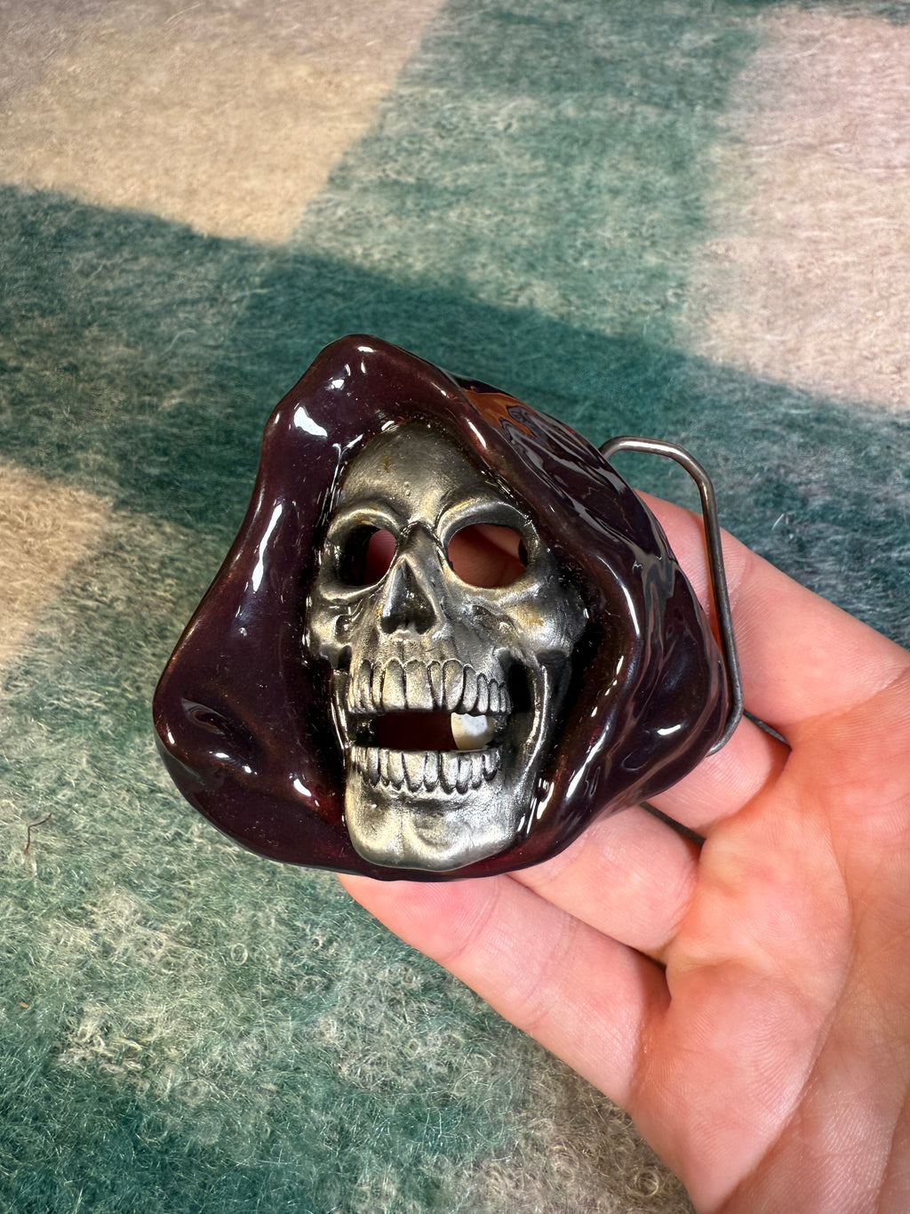 Vintage Grim Reaper Brown Hood Belt Buckle