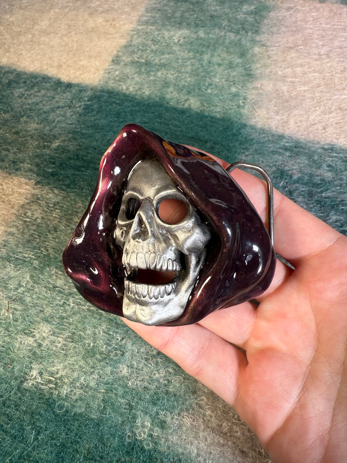 Vintage Grim Reaper Head Belt Buckle