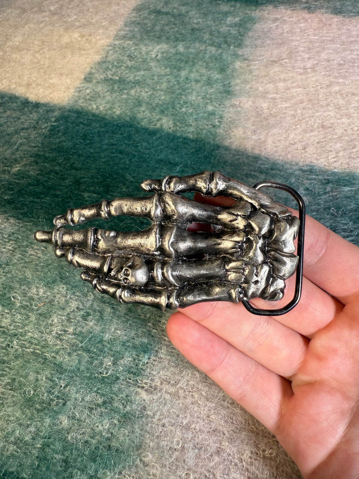 Vintage Skeleton Hand Belt Buckle