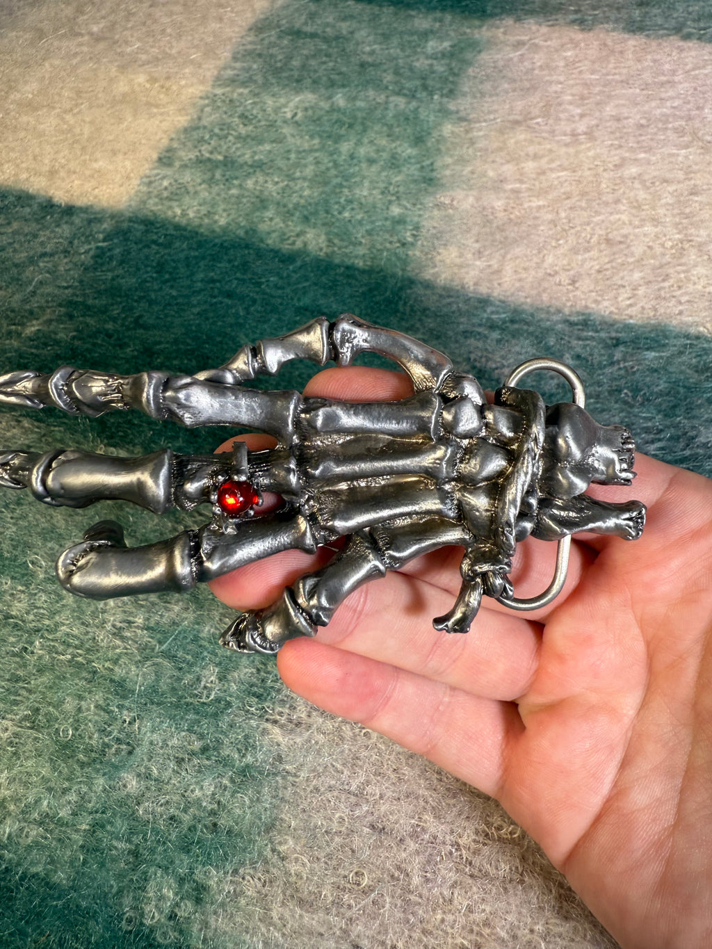 Vintage Skeleton Hand With Ring Belt Buckle