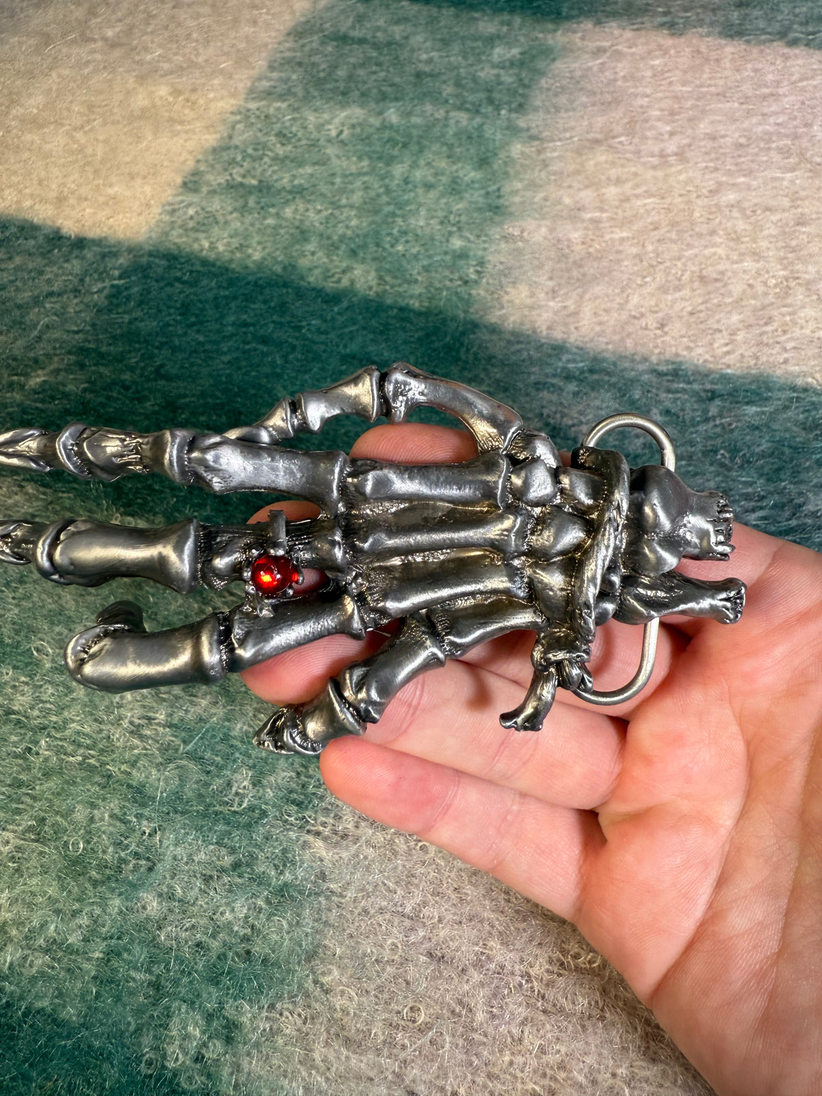 Vintage Skeleton Hand With Ring Belt Buckle