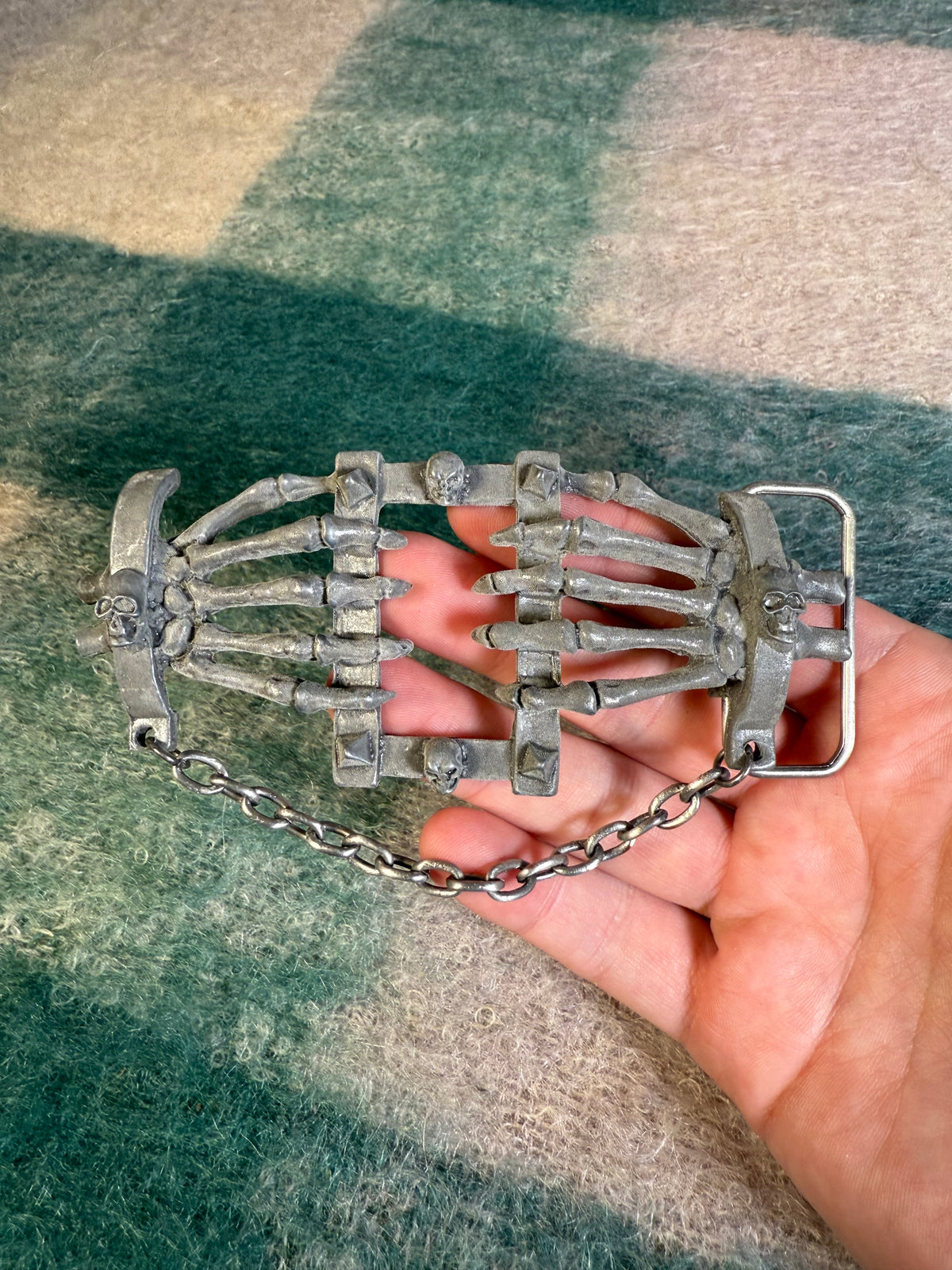 Vintage Skeleton Hands Chained Belt Buckle