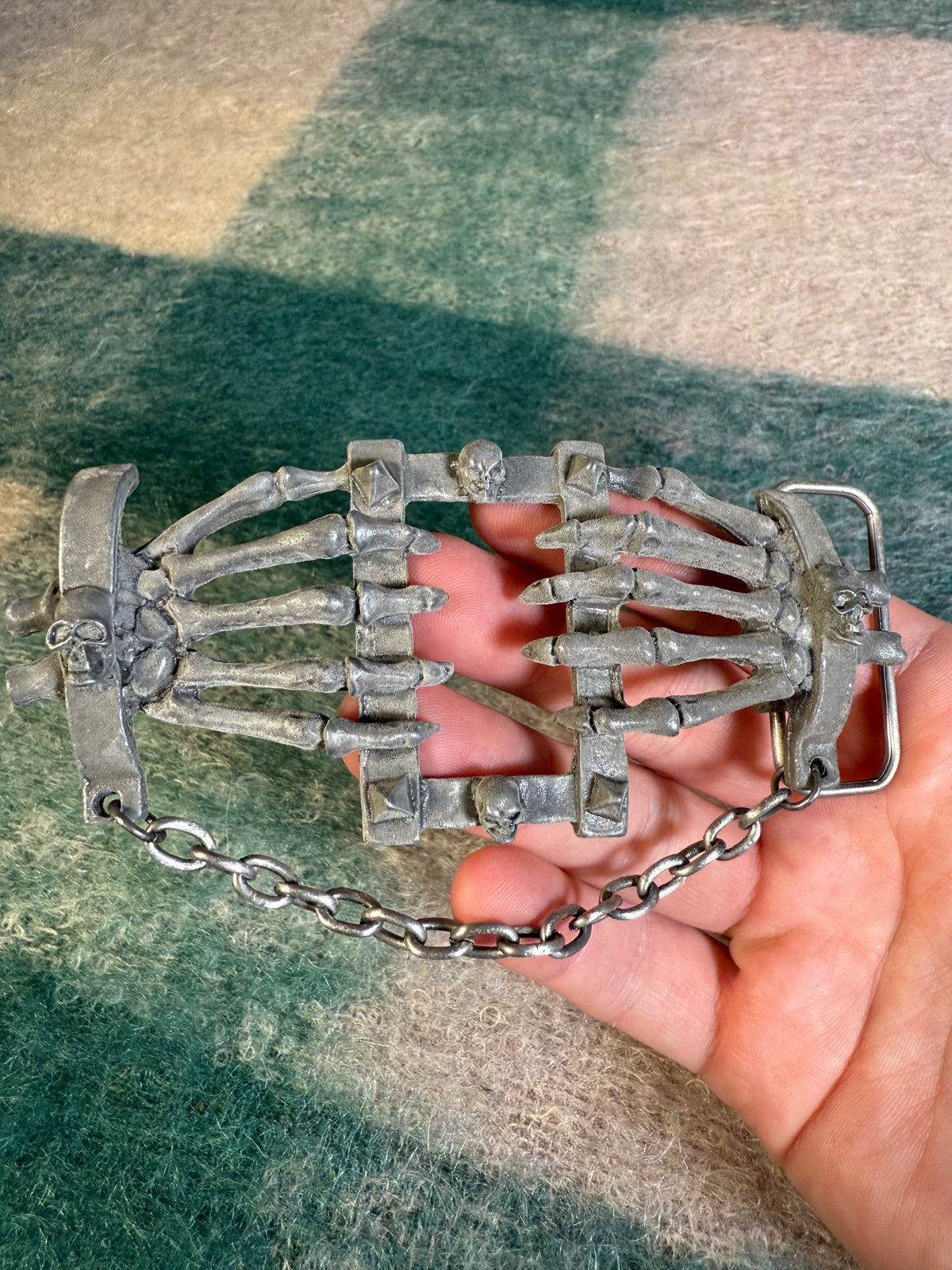 Vintage Skeleton Hands Chained Belt Buckle