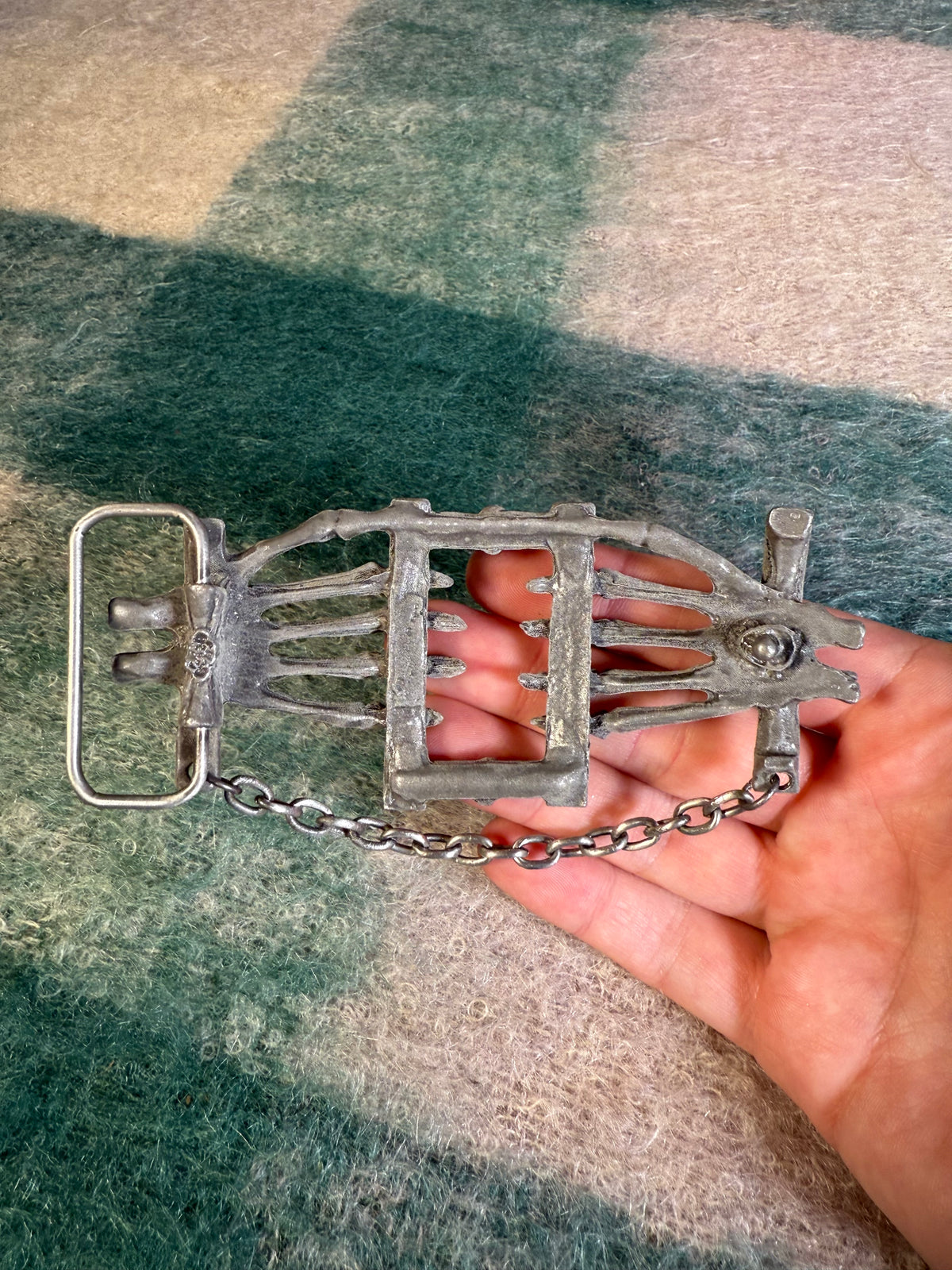 Vintage Skeleton Hands Chained Belt Buckle