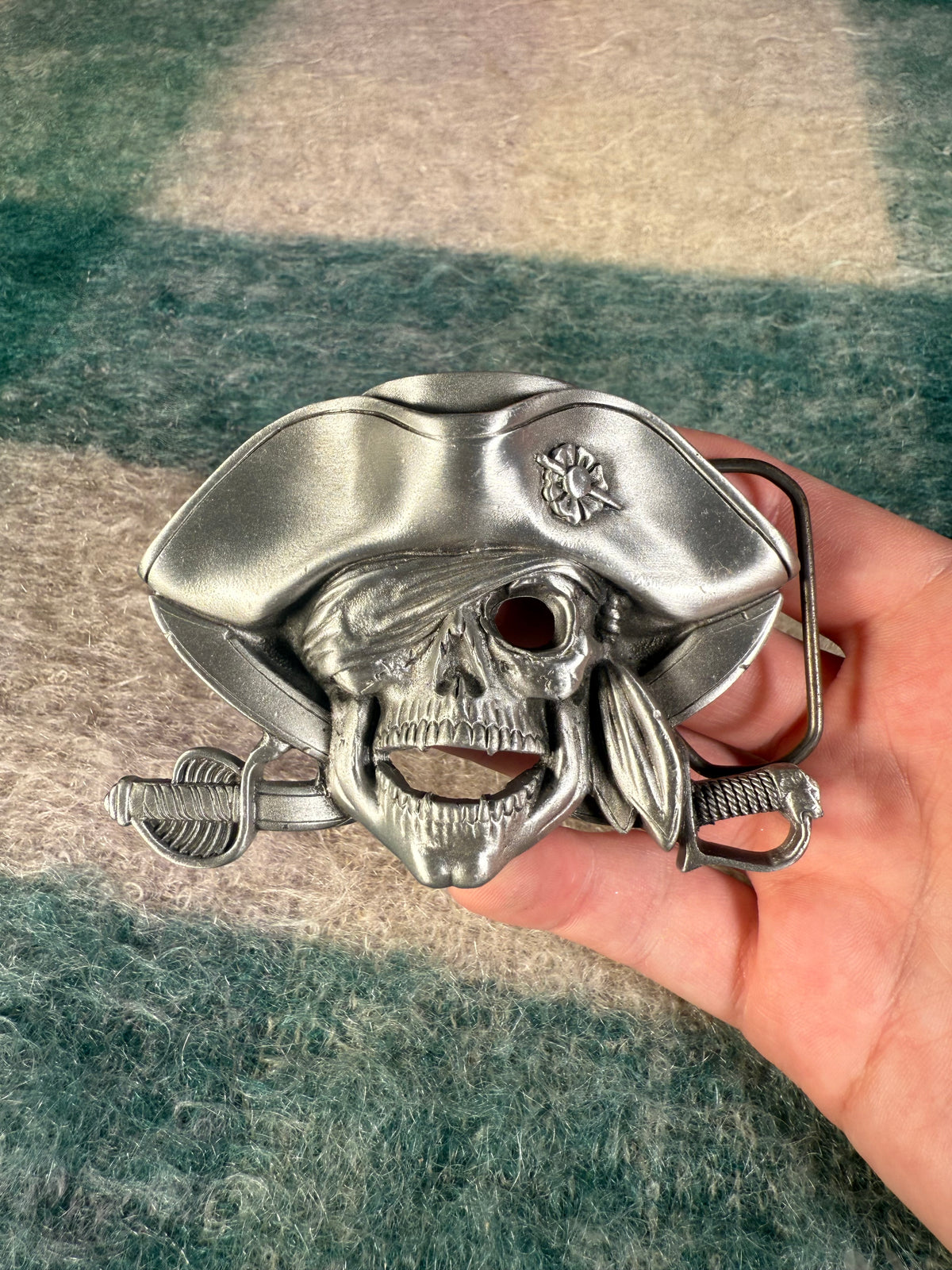 Vintage Pirate Skeleton No Color Belt Buckle