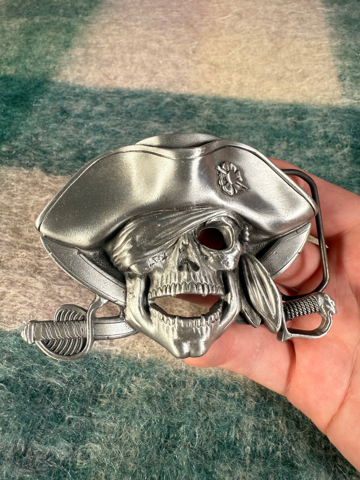 Vintage Pirate Skeleton No Color Belt Buckle