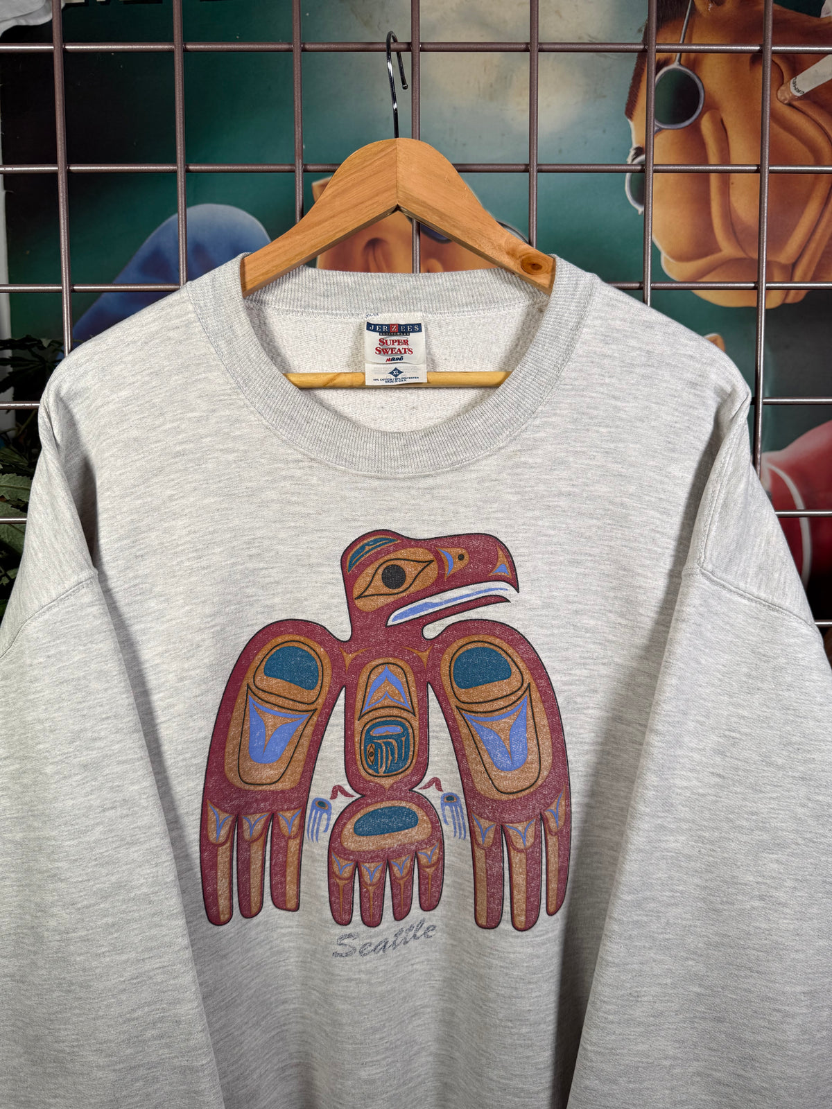 Vintage Native Raven Totem Pole Crewneck Sweatshirt (XL)