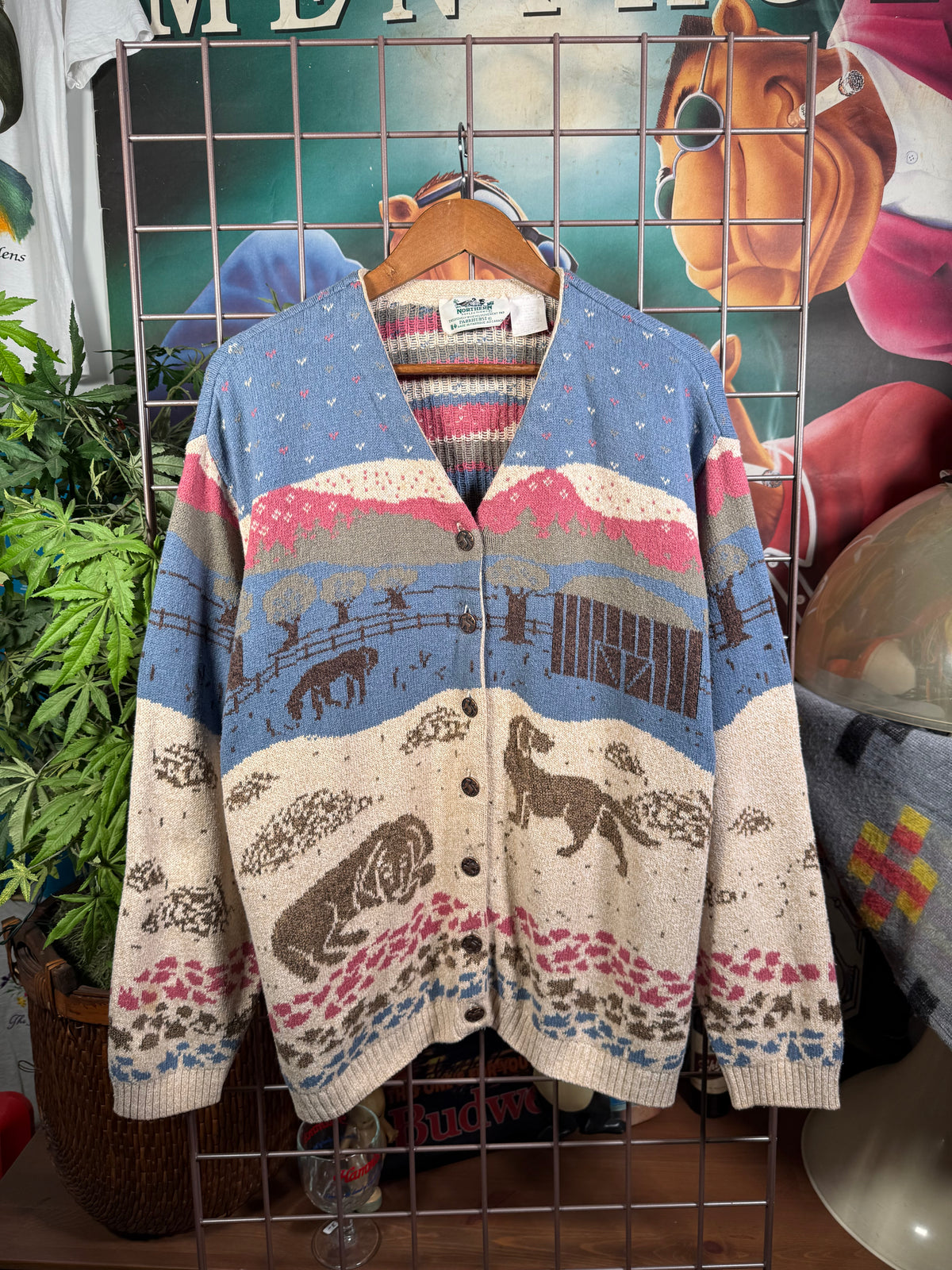Vintage Northern Reflections Dog Landscape Knit Sweater(L)