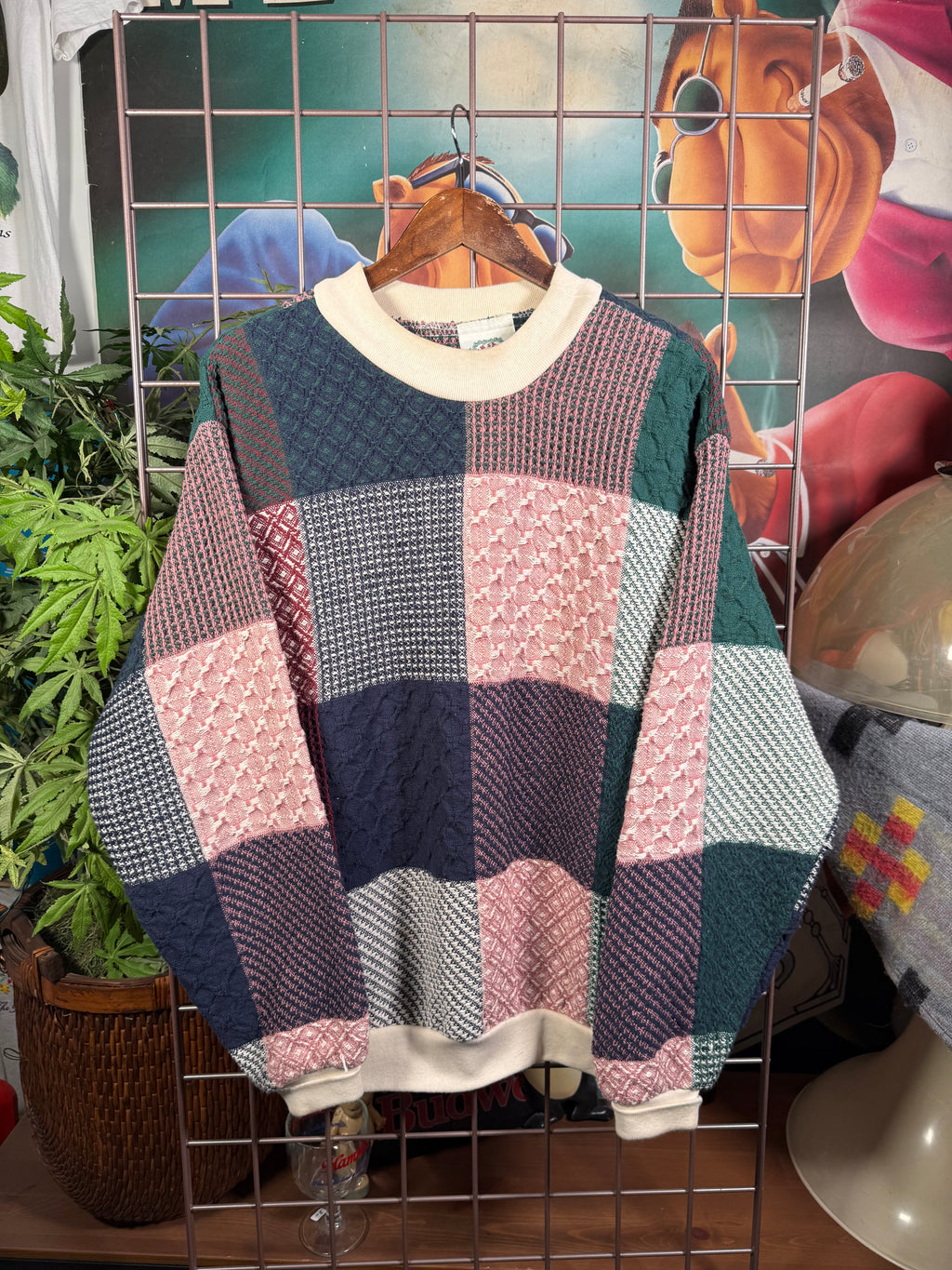Vintage Sugar Street Weavers Patchwork Sweater (L)