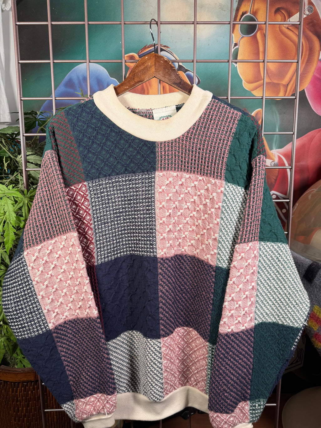 Vintage Sugar Street Weavers Patchwork Sweater (L)