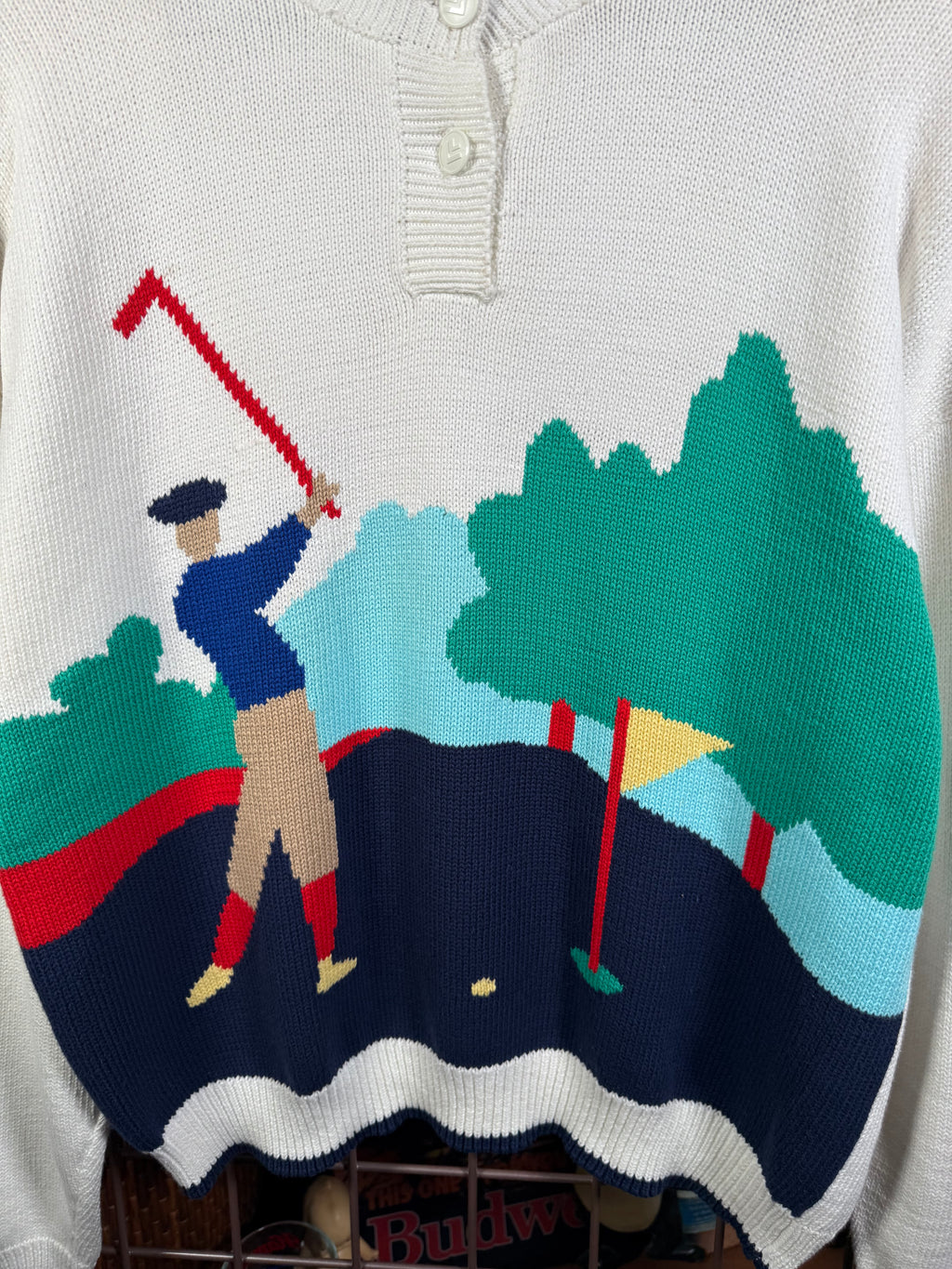Vintage Unworn Leon Levin Knit Golfer Sweater(WXL)