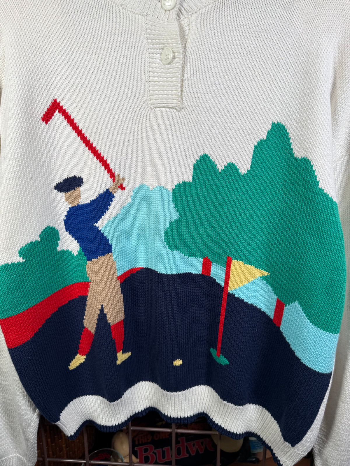 Vintage Unworn Leon Levin Knit Golfer Sweater(WXL)
