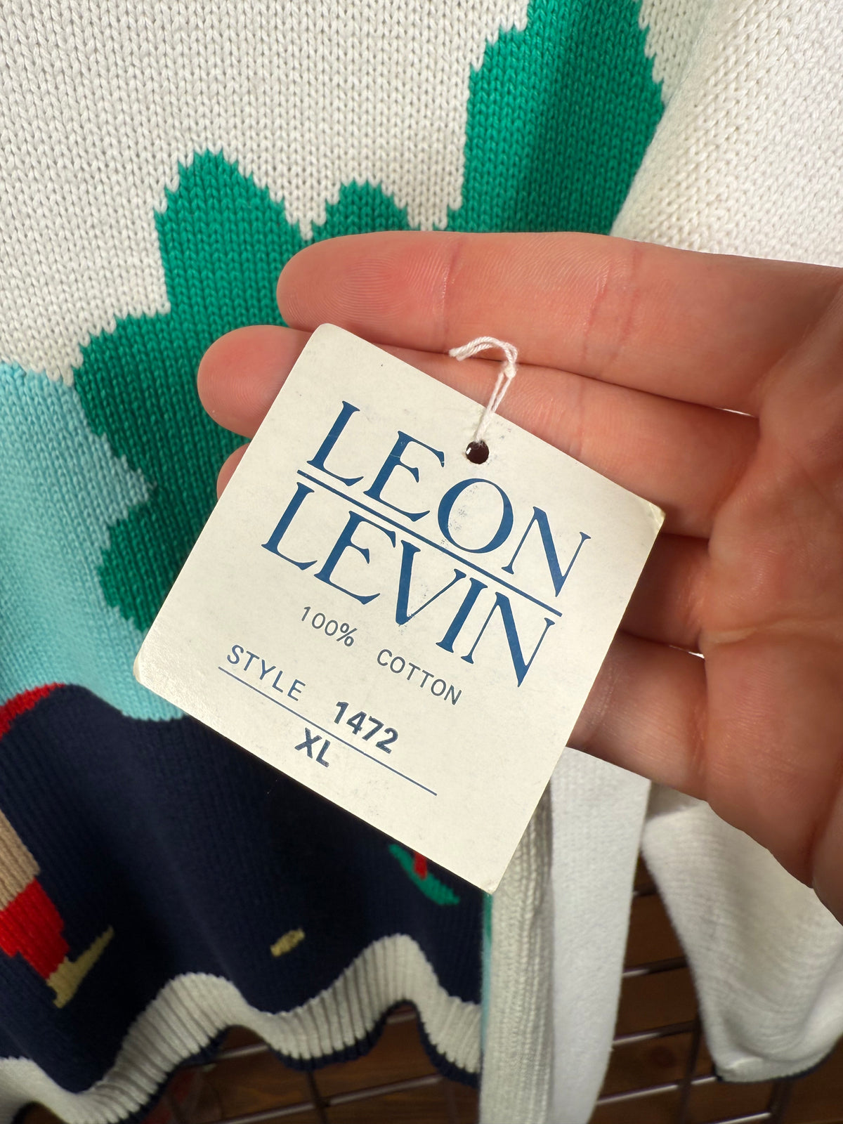 Vintage Unworn Leon Levin Knit Golfer Sweater(WXL)