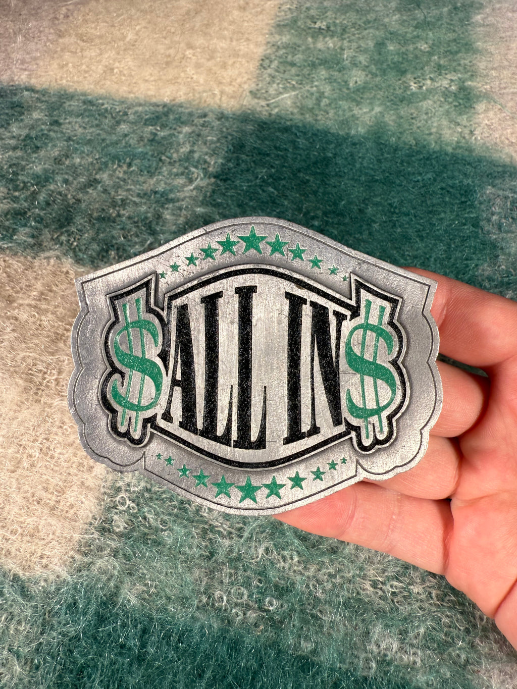 Vintage 2000s All In Gambling Belt Buckle