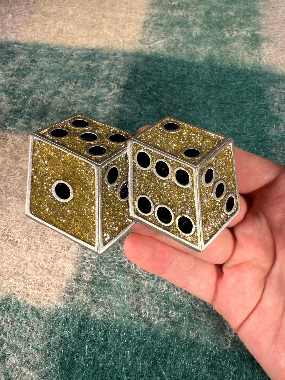 Vintage Sparkly Gold Dice Belt Buckle