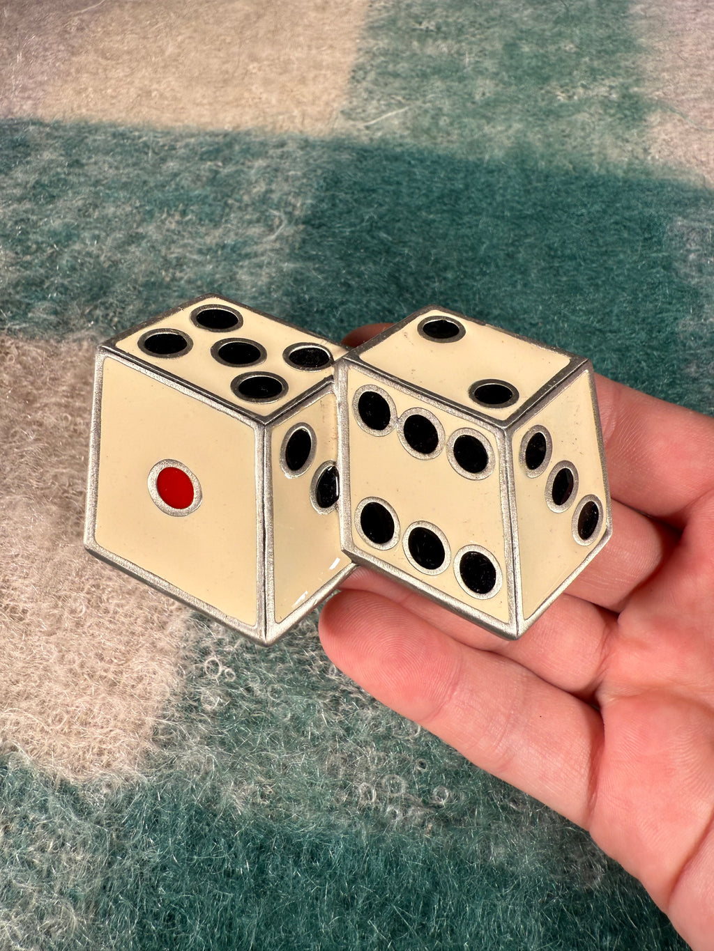Vintage White Dice Belt Buckle
