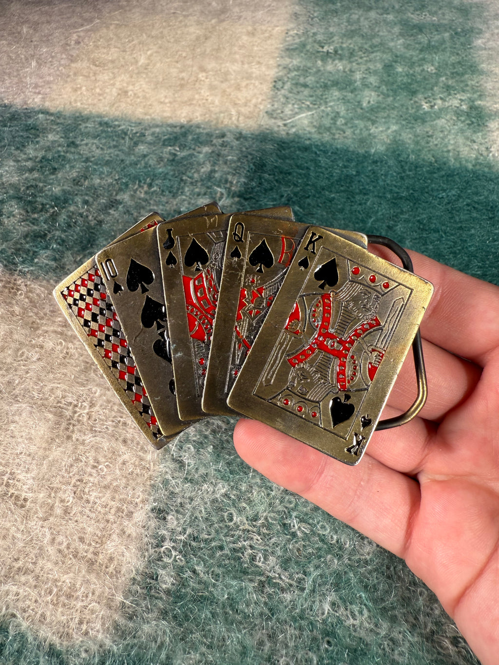 Vintage Gold Deck of Cards Belt Buckle